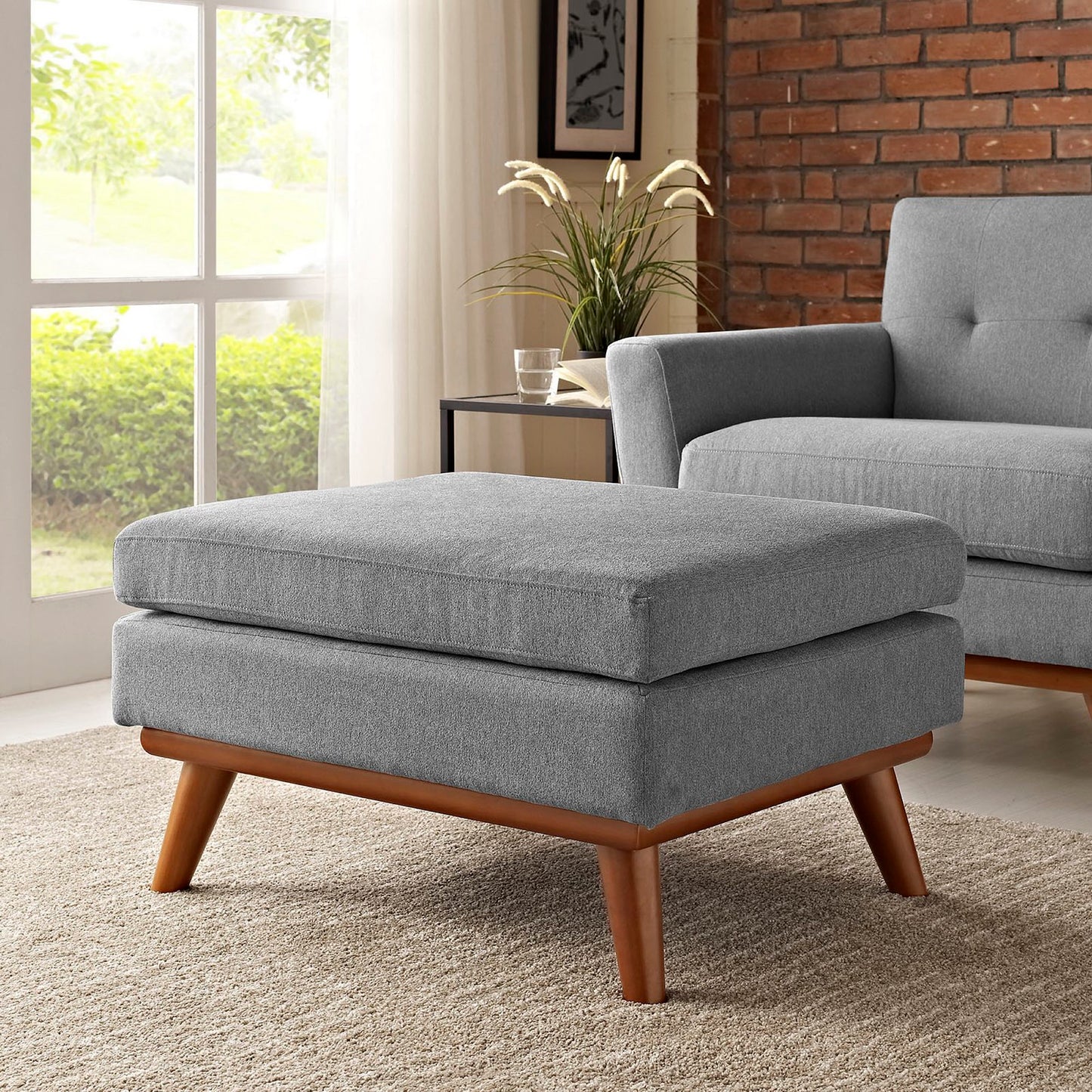 Modway - Engage Upholstered Fabric Ottoman by Modway Living Room Sofas and Armchairs Gray - EEI-1797-GRY