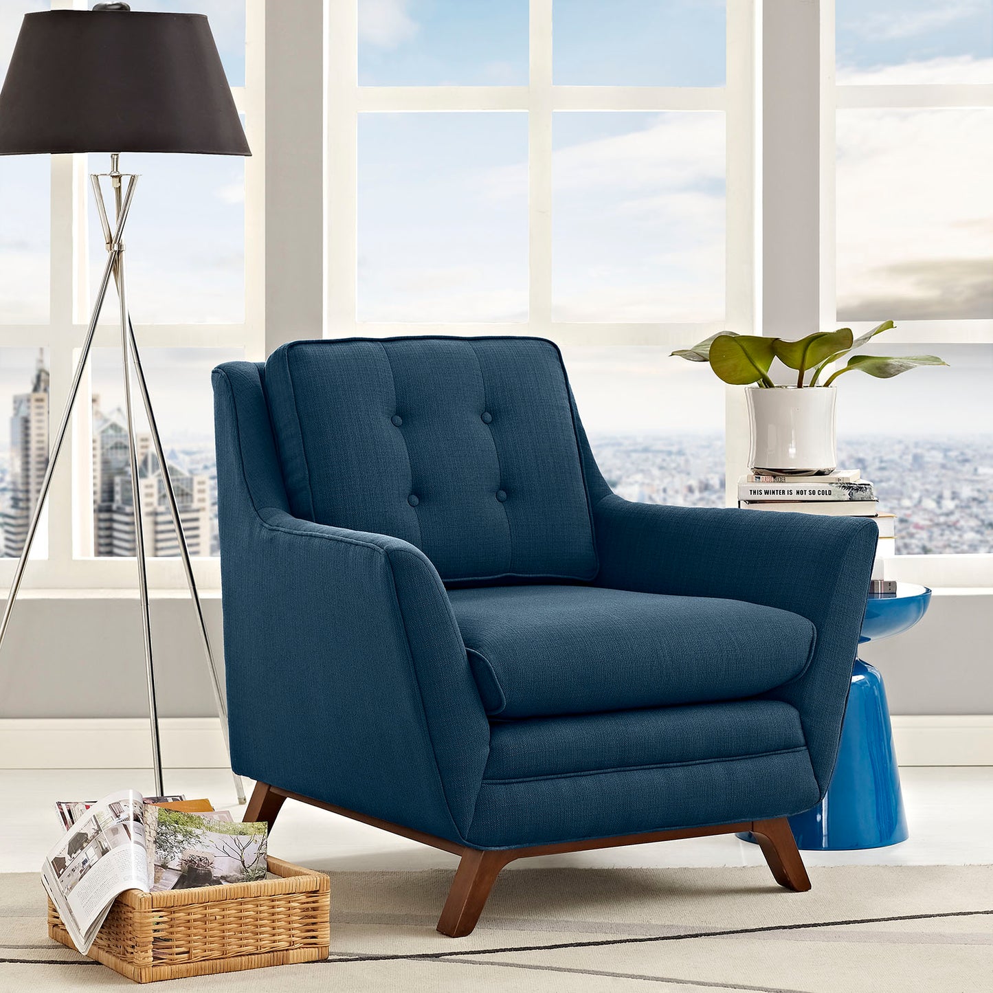Modway Outlet Beguile Upholstered Fabric Armchair by Modway Living Room Furniture Azure - EEI-1798-AZU