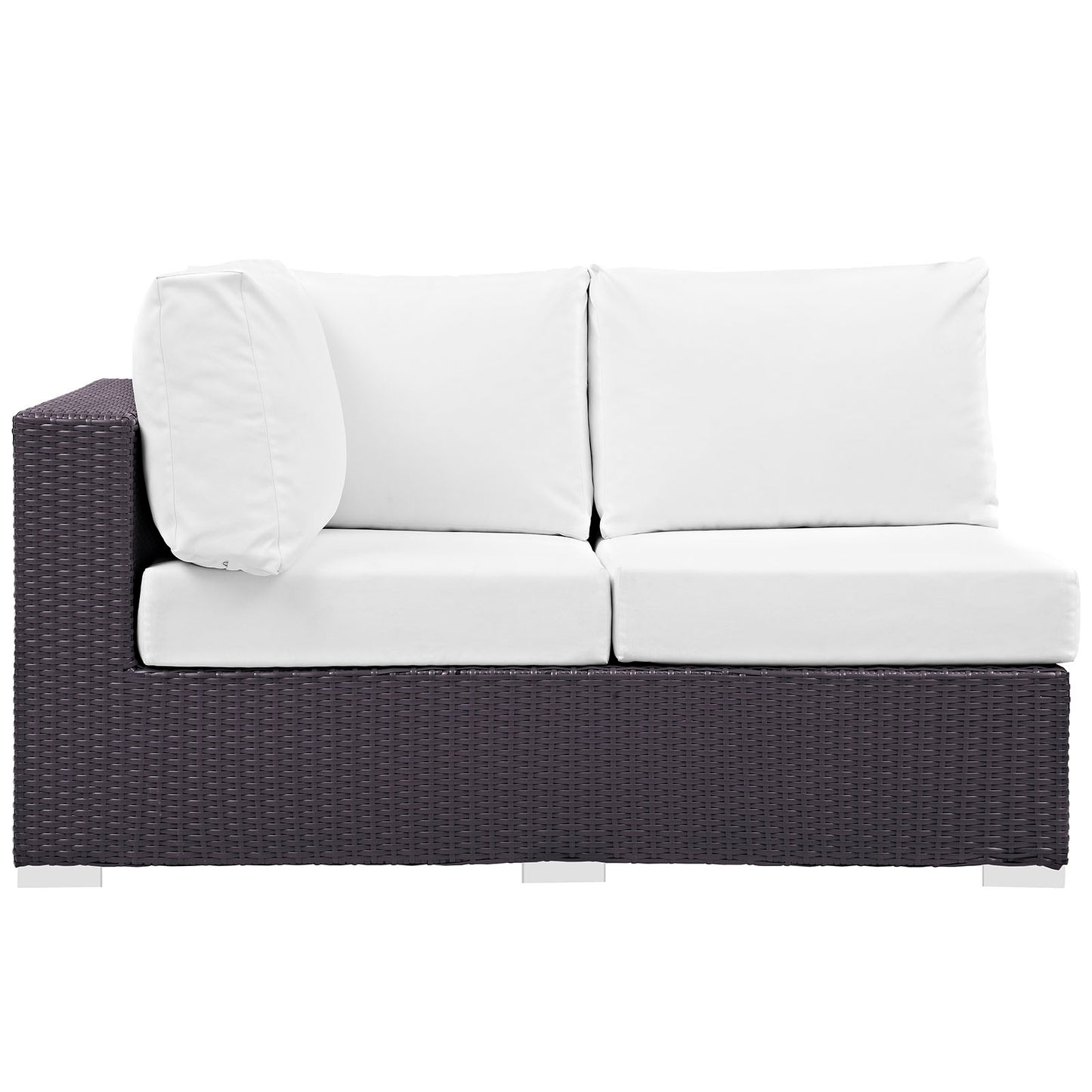 Modway Outlet Convene Outdoor Patio Left Arm Loveseat by Modway Outdoor Furniture Furniture Espresso White - EEI-1842-EXP-WHI