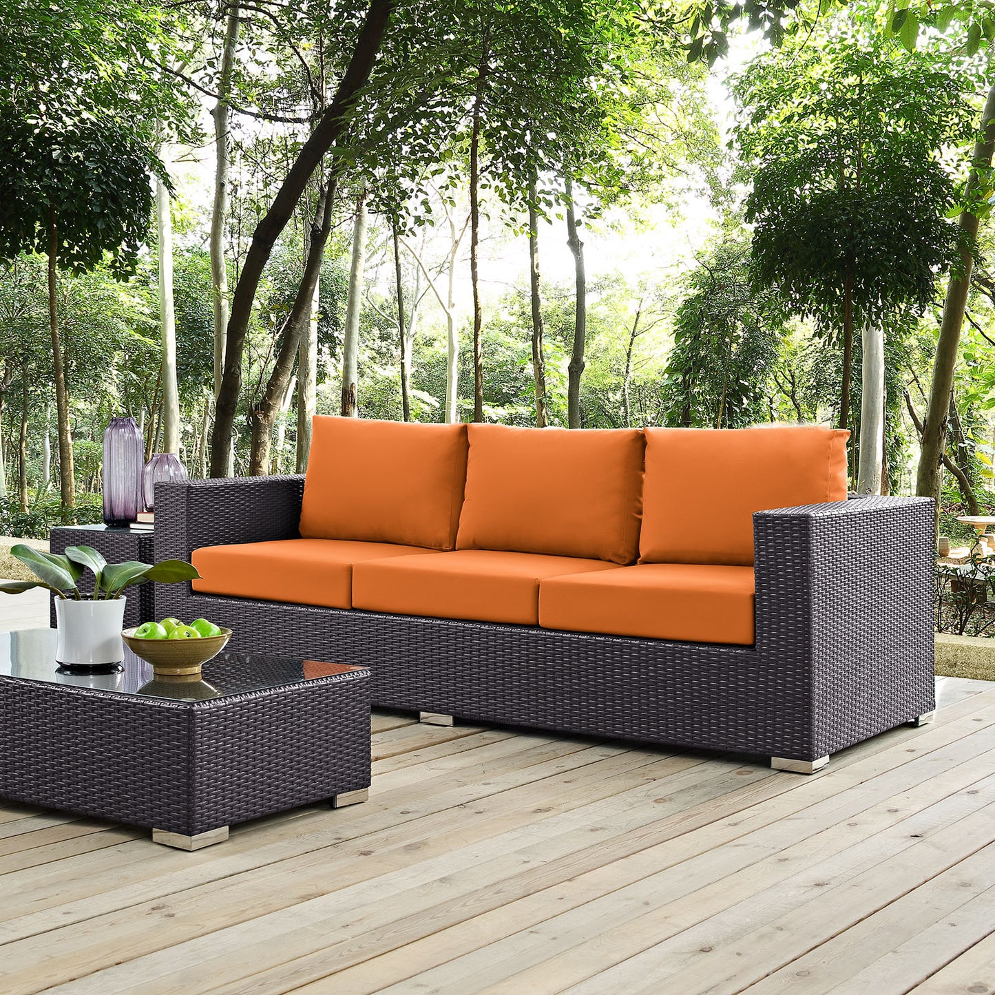 Modway Outlet Convene Outdoor Patio Sofa by Modway Outdoor Furniture Furniture Espresso Orange - EEI-1844-EXP-ORA