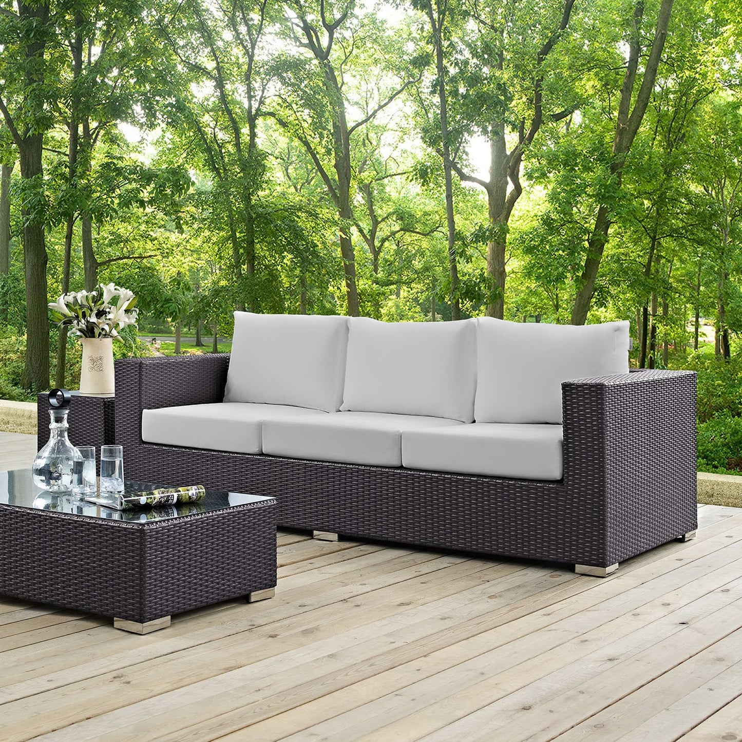 Modway Outlet Convene Outdoor Patio Sofa by Modway Outdoor Furniture Furniture Espresso White - EEI-1844-EXP-WHI