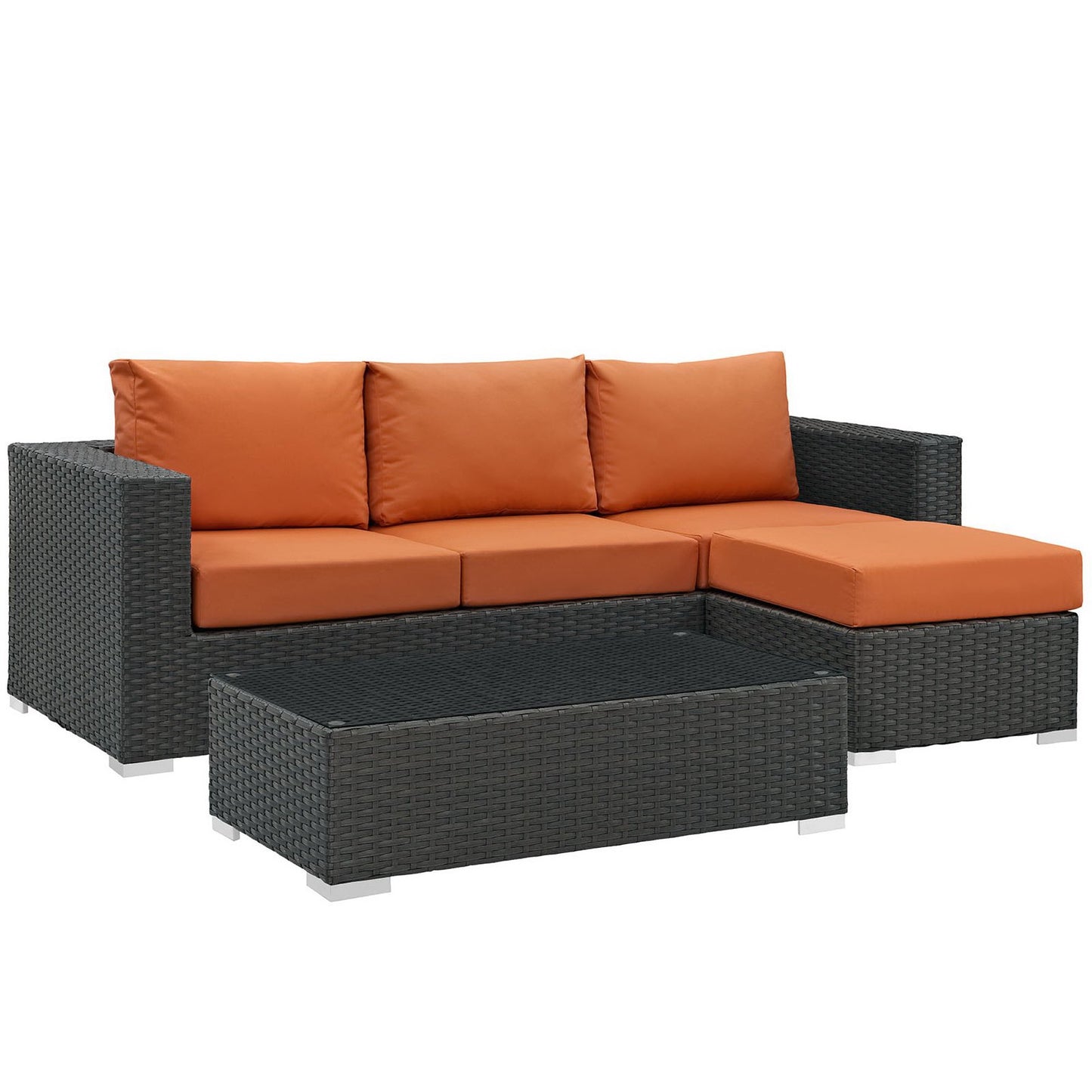 Modway Outlet Sojourn 3 Piece Outdoor Patio Sunbrella? Sectional Set by Modway Outdoor Furniture Furniture Canvas Tuscan - EEI-1889-CHC-TUS-SET