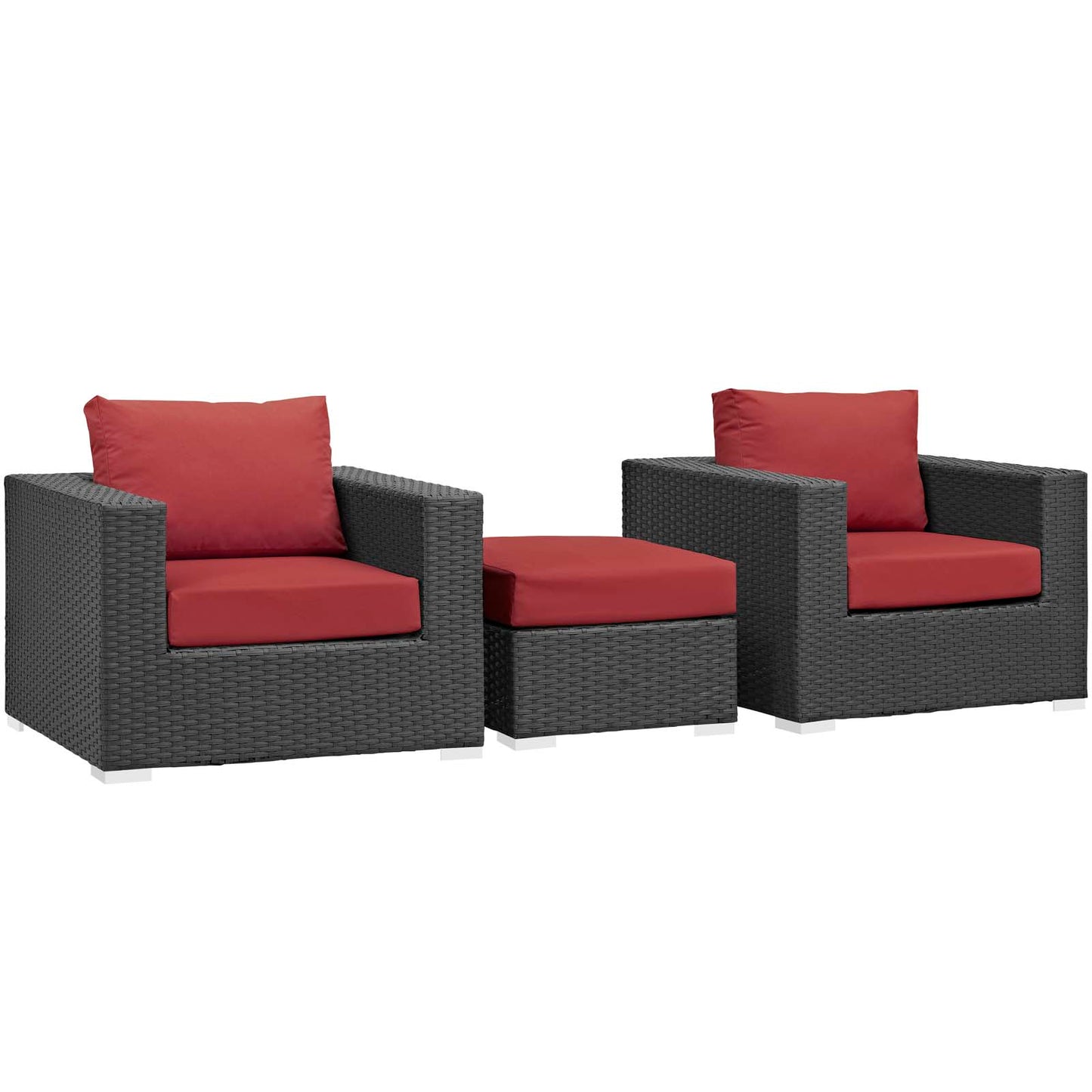 Modway Outlet Sojourn 3 Piece Outdoor Patio Sunbrella? Sectional Set by Modway Outdoor Furniture Furniture Canvas Red - EEI-1891-CHC-RED-SET