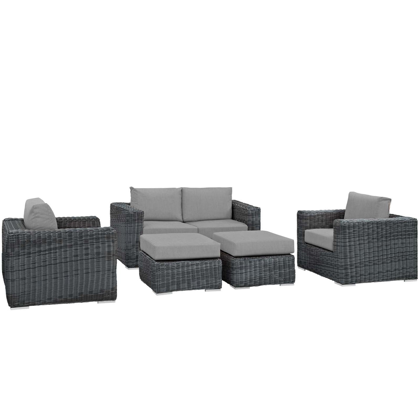 Modway Outlet Summon 5 Piece Outdoor Patio Sunbrella? Sectional Set by Modway Outdoor Furniture Furniture Canvas Gray - EEI-1893-GRY-GRY-SET
