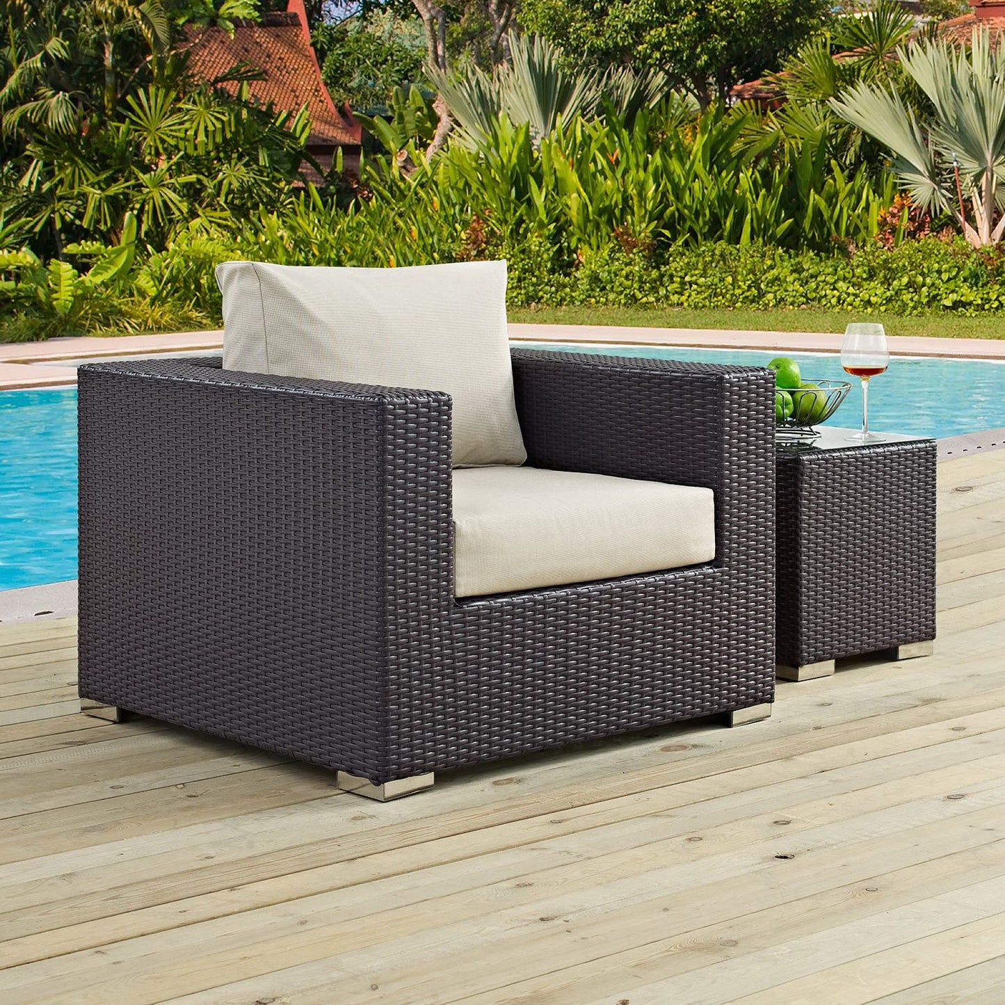Modway - Convene Outdoor Patio Armchair by Modway Outdoor Furniture Sofa Sectionals Brown - EEI-1906-EXP-BEI