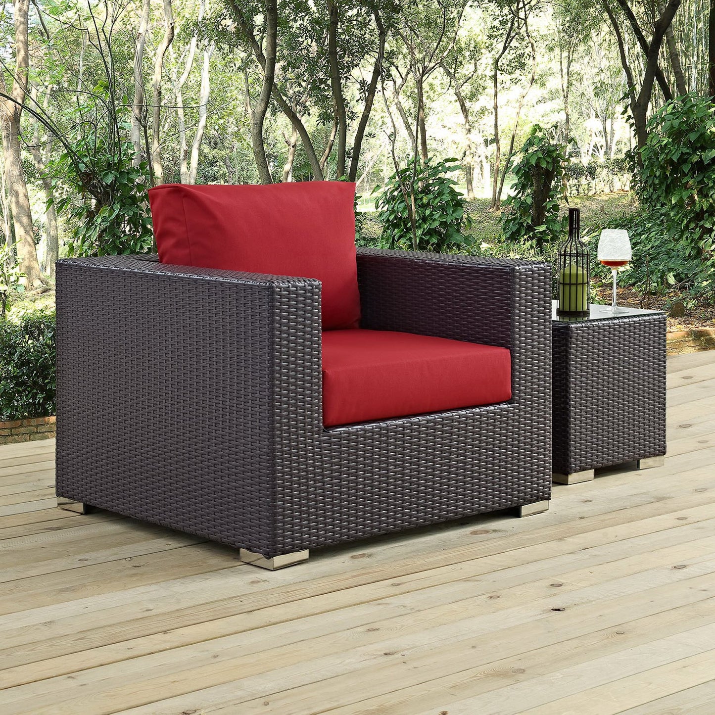 Modway Outlet Convene Outdoor Patio Armchair by Modway Outdoor Furniture Furniture Espresso Red - EEI-1906-EXP-RED