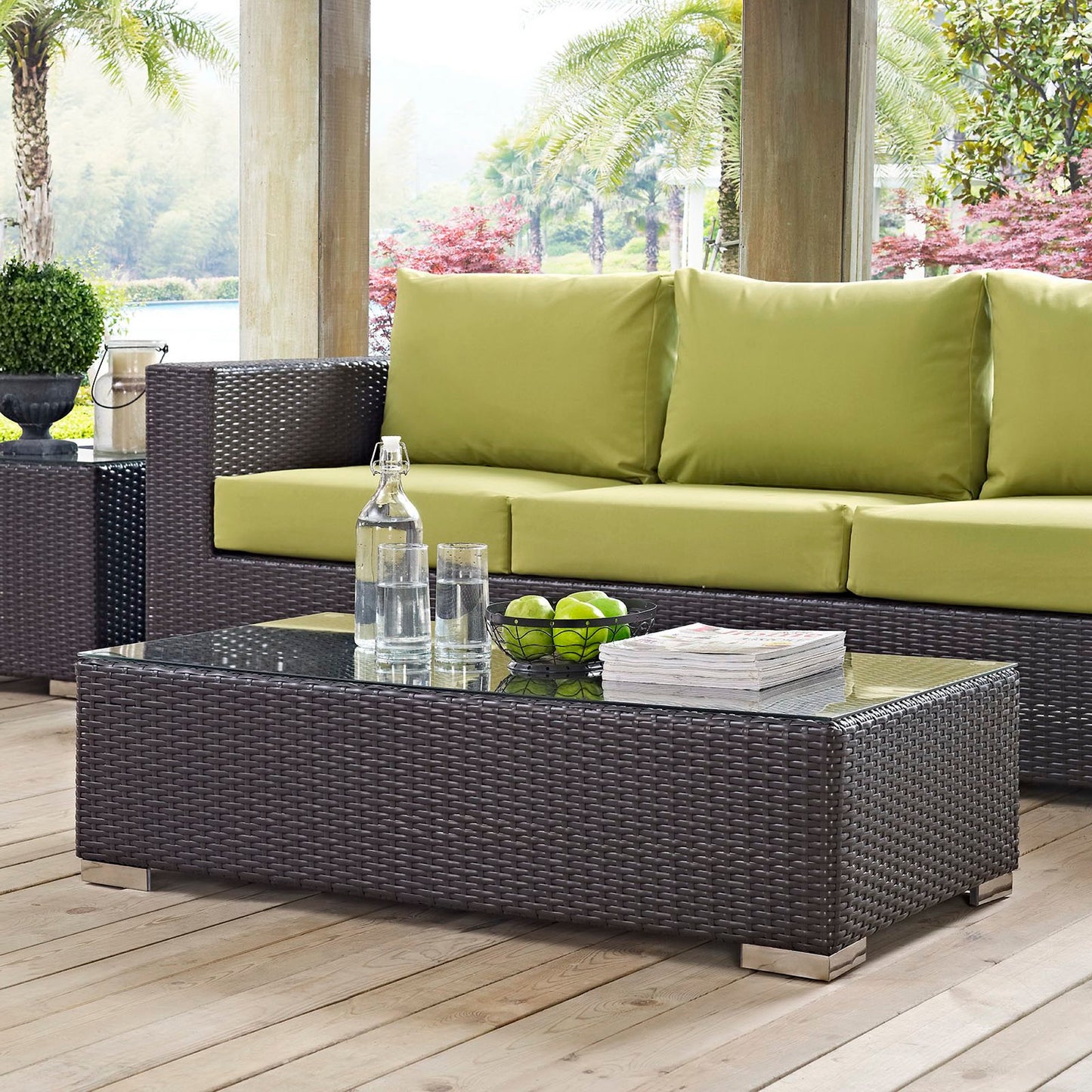 Modway - Convene Outdoor Patio Coffee Table by Modway Outdoor Furniture Bar and Dining Brown - EEI-1908-EXP