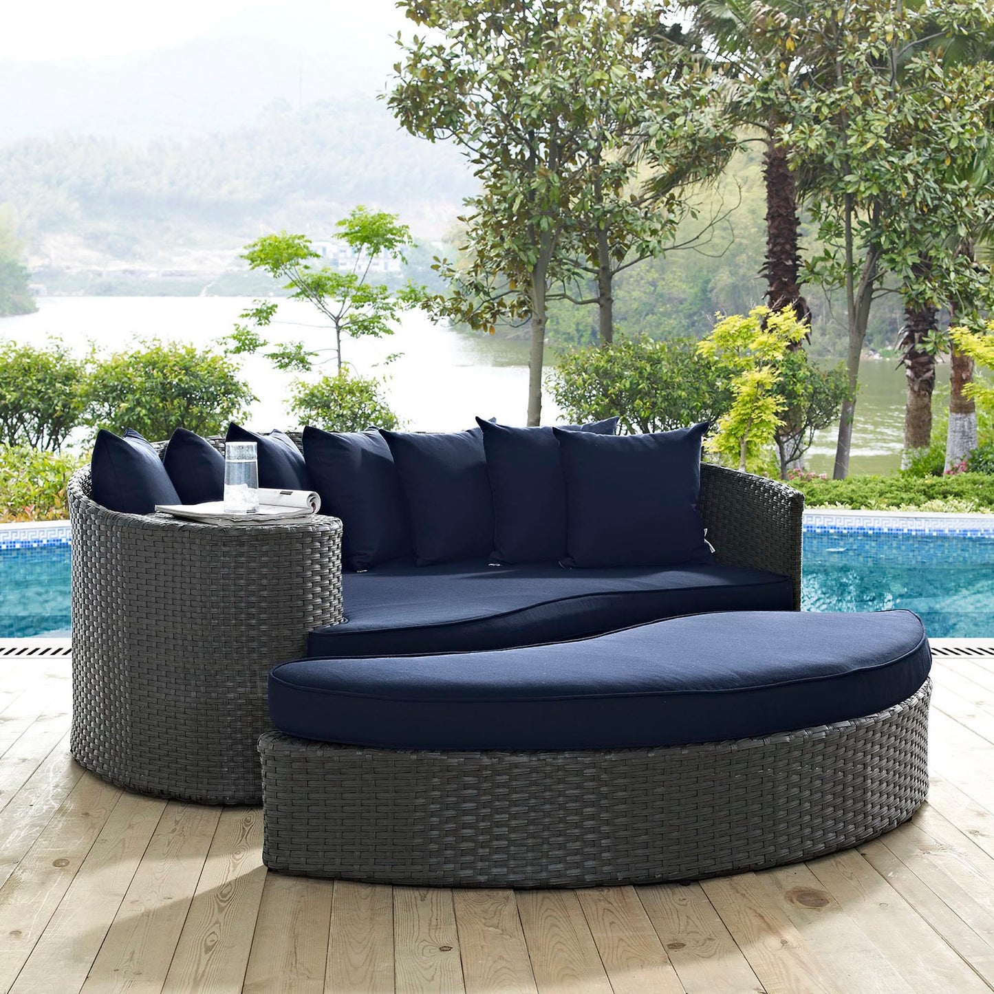 Modway - Sojourn Outdoor Patio Sunbrella? Daybed by Modway Outdoor Furniture Sofa Sectionals Blue - EEI-1982-CHC-NAV