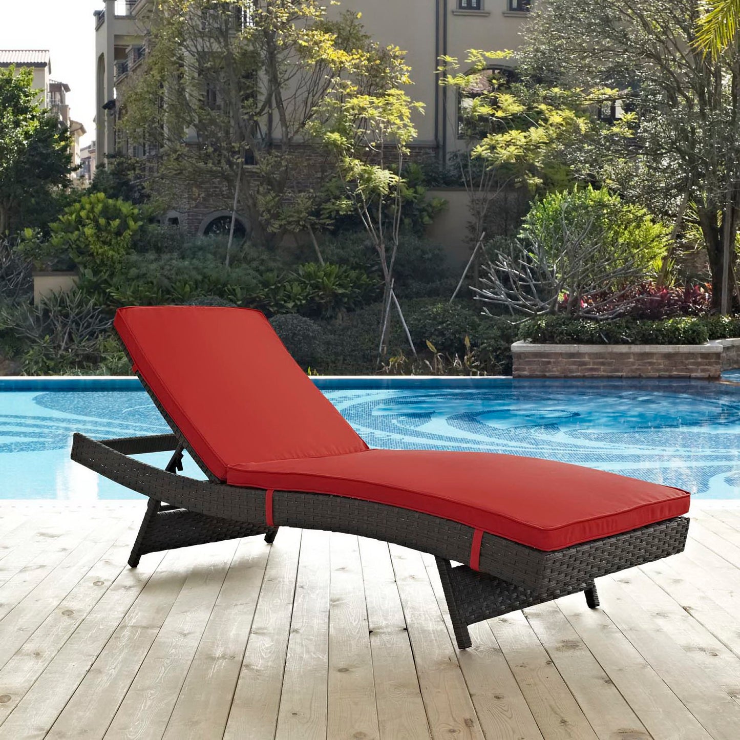 Modway Outlet Sojourn Outdoor Patio Sunbrella? Chaise by Modway Outdoor Furniture Furniture Canvas Red - EEI-1985-CHC-RED