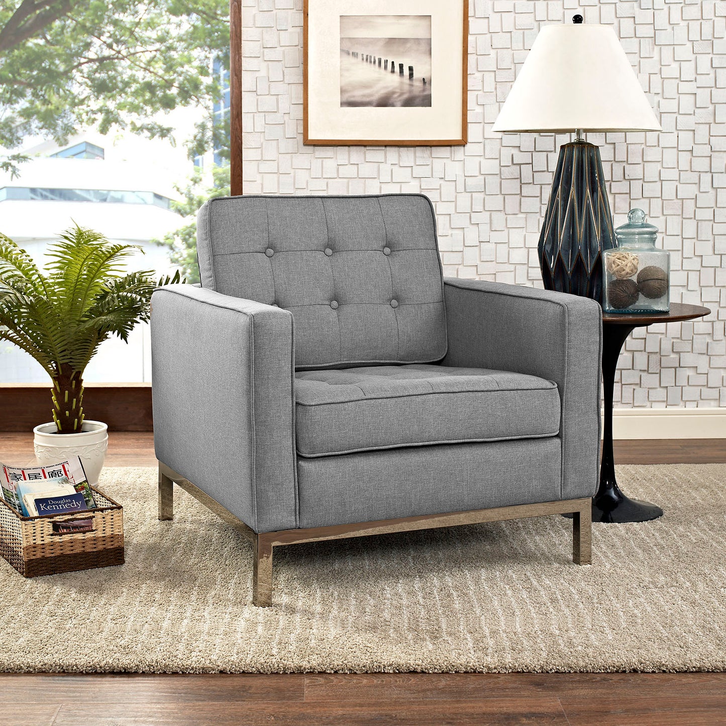 Modway Outlet Loft Upholstered Fabric Armchair by Modway Living Room Furniture Light Gray - EEI-2050-LGR