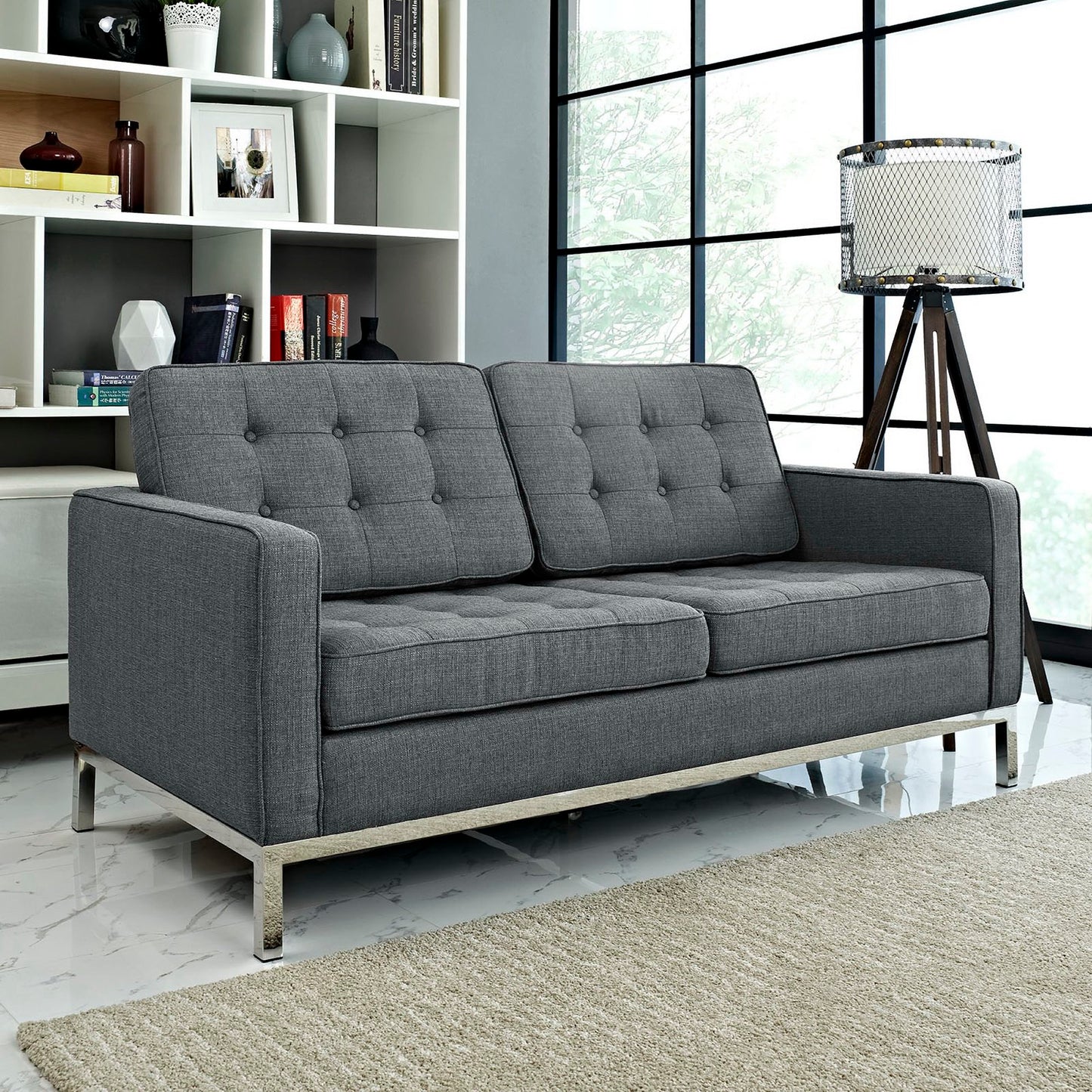 Modway Outlet Loft Upholstered Fabric Loveseat by Modway Living Room Furniture Gray - EEI-2051-DOR
