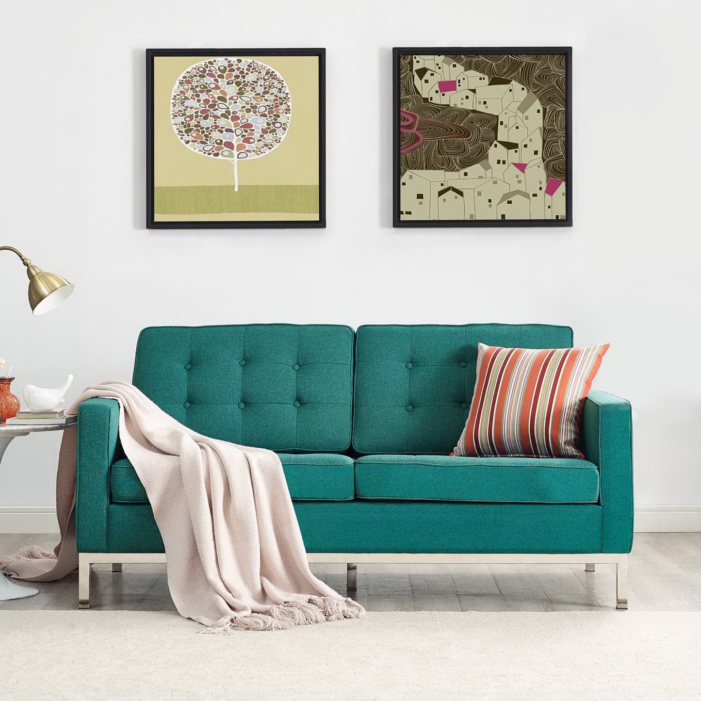 Modway Outlet Loft Upholstered Fabric Loveseat by Modway Living Room Furniture Teal - EEI-2051-TEA