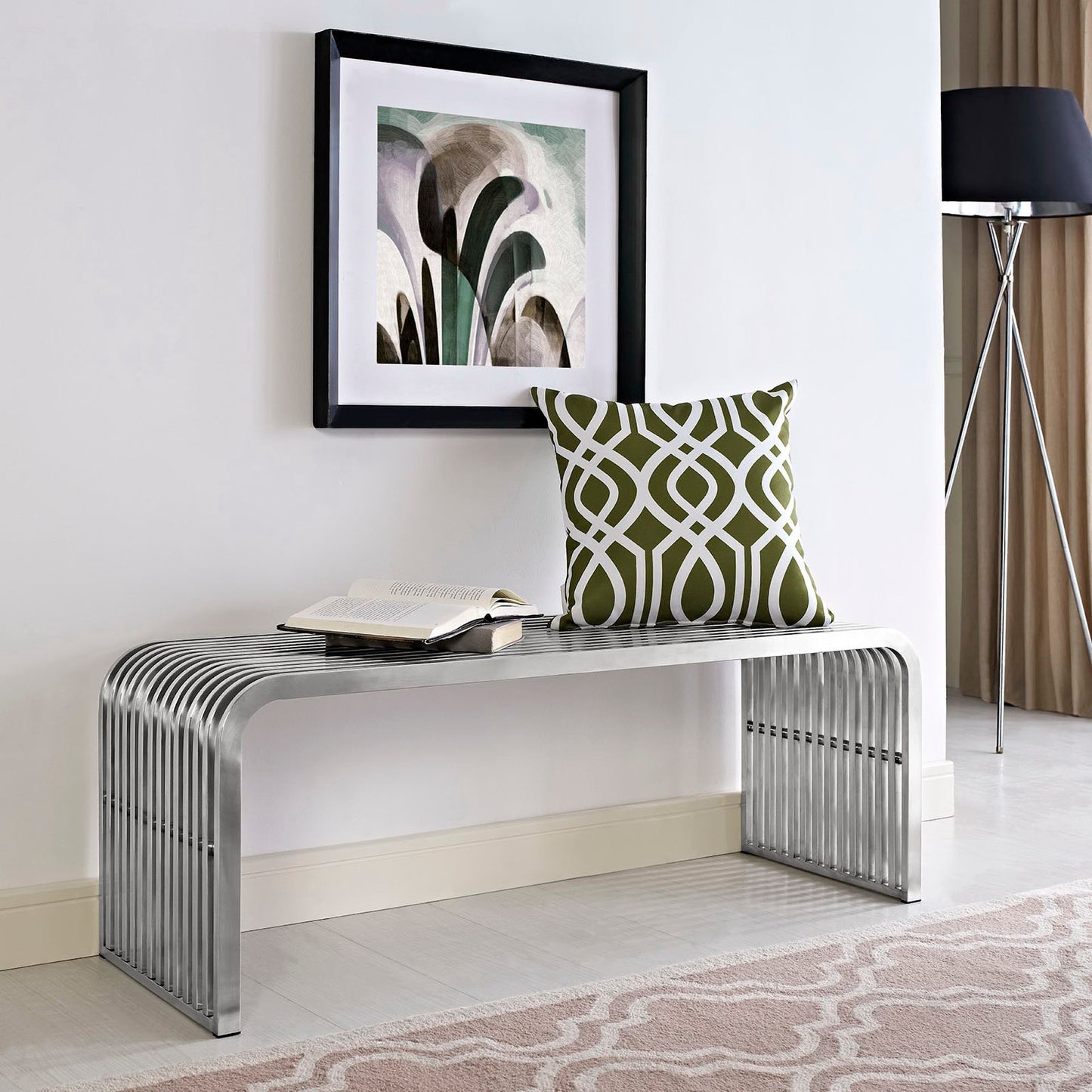 Modway - Pipe 47" Stainless Steel Bench by Modway Living Room Benches and Stools Silver - EEI-2102-SLV