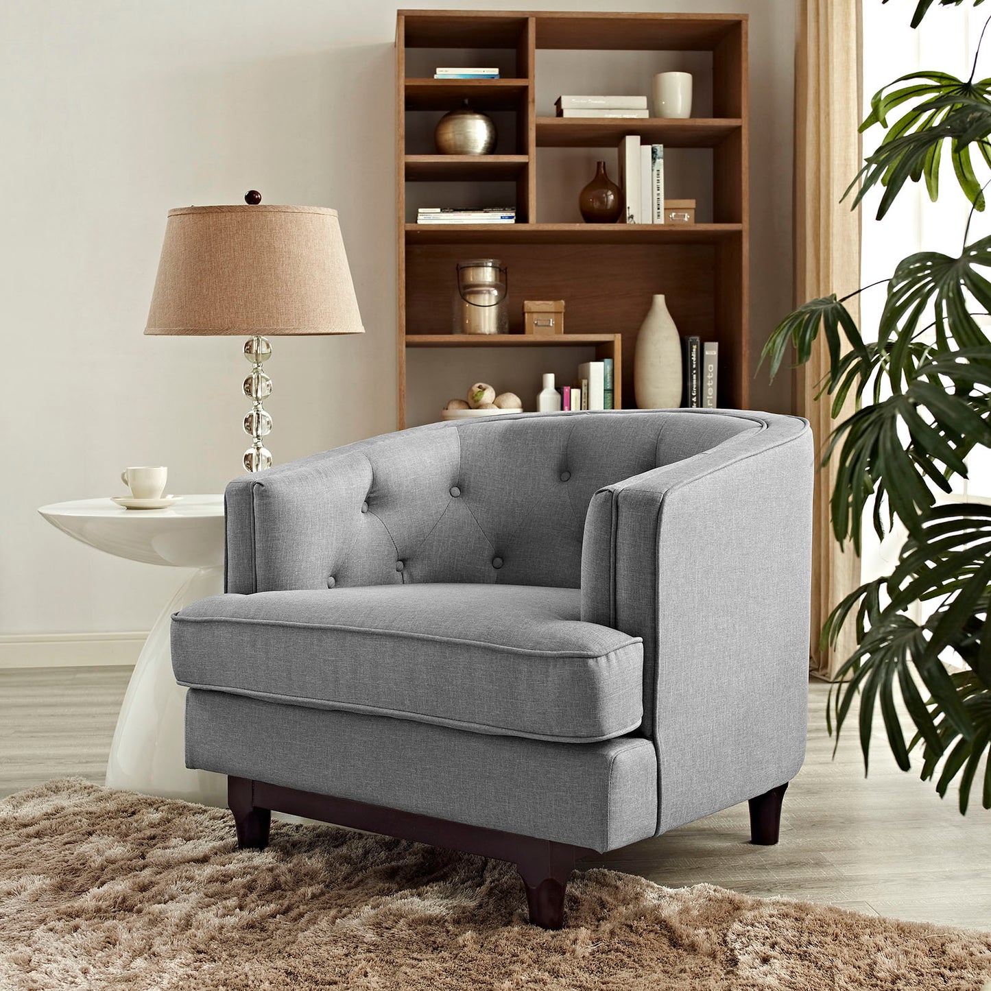 Modway Outlet Coast Upholstered Fabric Armchair by Modway Living Room Furniture Light Gray - EEI-2130-LGR