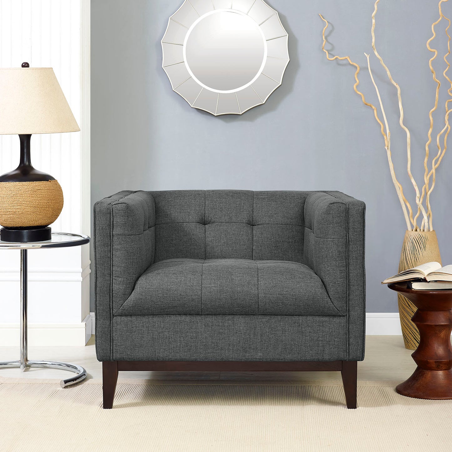 Modway Outlet Serve Upholstered Fabric Armchair by Modway Living Room Furniture Gray - EEI-2134-GRY