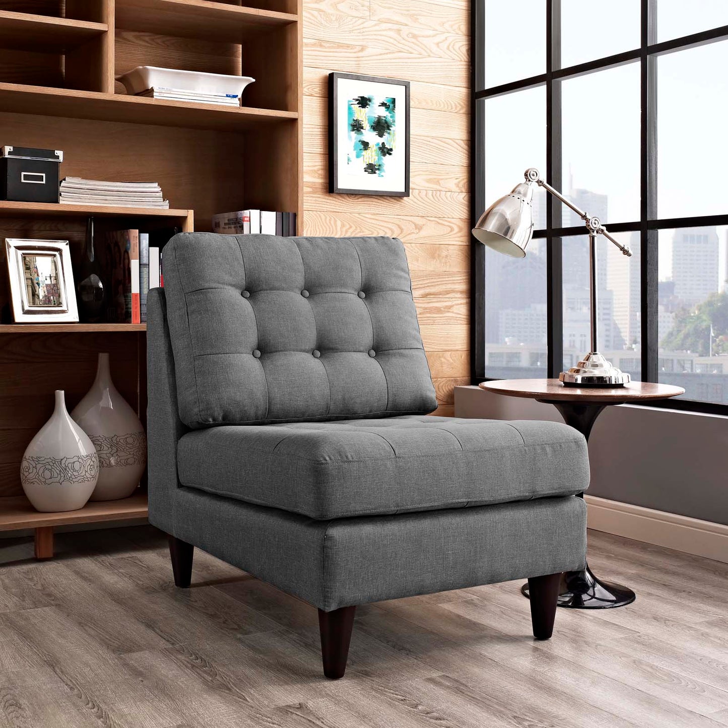 Modway Outlet Empress Upholstered Fabric Lounge Chair by Modway Living Room Furniture Gray - EEI-2140-DOR