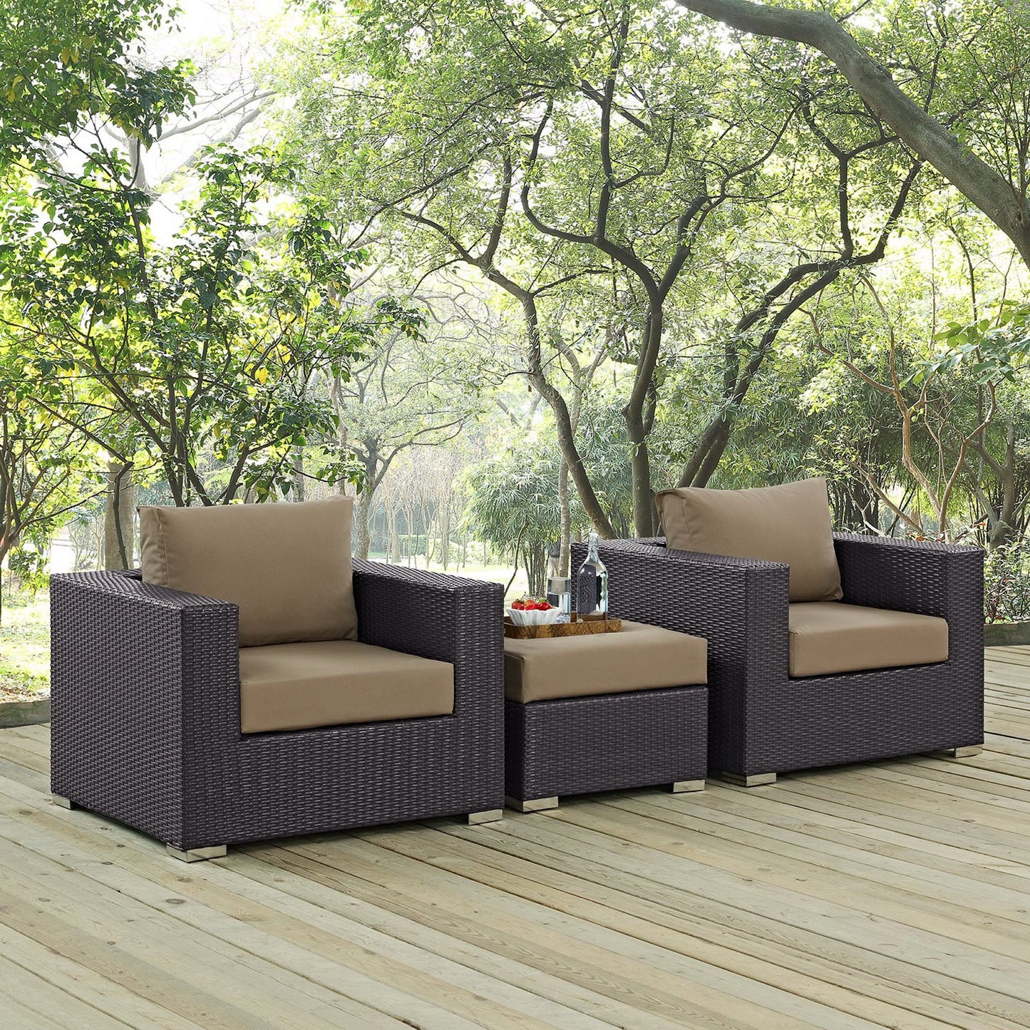 Modway - Convene 3 Piece Outdoor Patio Sofa Set by Modway Outdoor Furniture Sofa Sectionals Gray - EEI-2174-EXP-MOC-SET