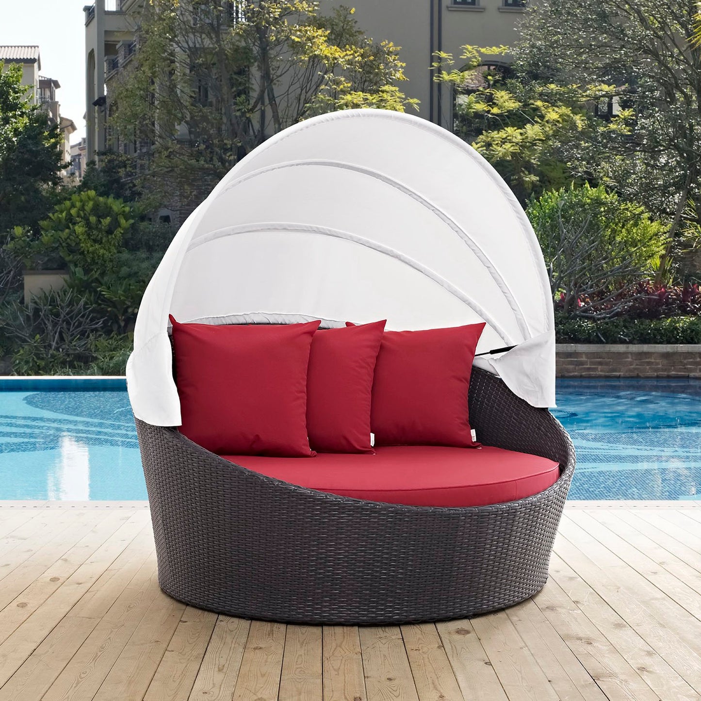 Modway Outlet Convene Canopy Outdoor Patio Daybed by Modway Outdoor Furniture Furniture Espresso Red - EEI-2175-EXP-RED