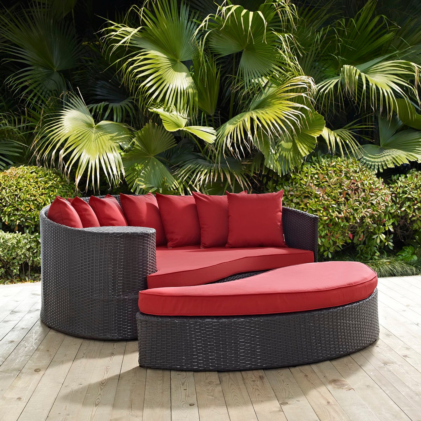 Modway Outlet Convene Outdoor Patio Daybed by Modway Outdoor Furniture Furniture Espresso Red - EEI-2176-EXP-RED