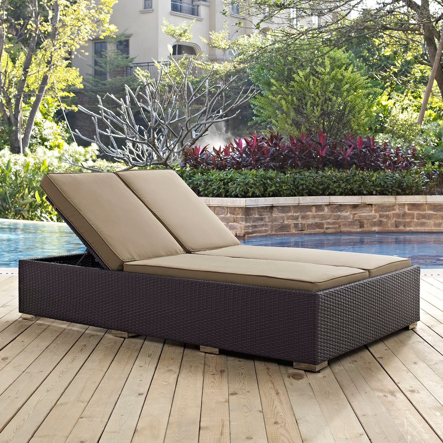 Modway - Convene Double Outdoor Patio Chaise by Modway Outdoor Furniture Sofa Sectionals Gray - EEI-2177-EXP-MOC