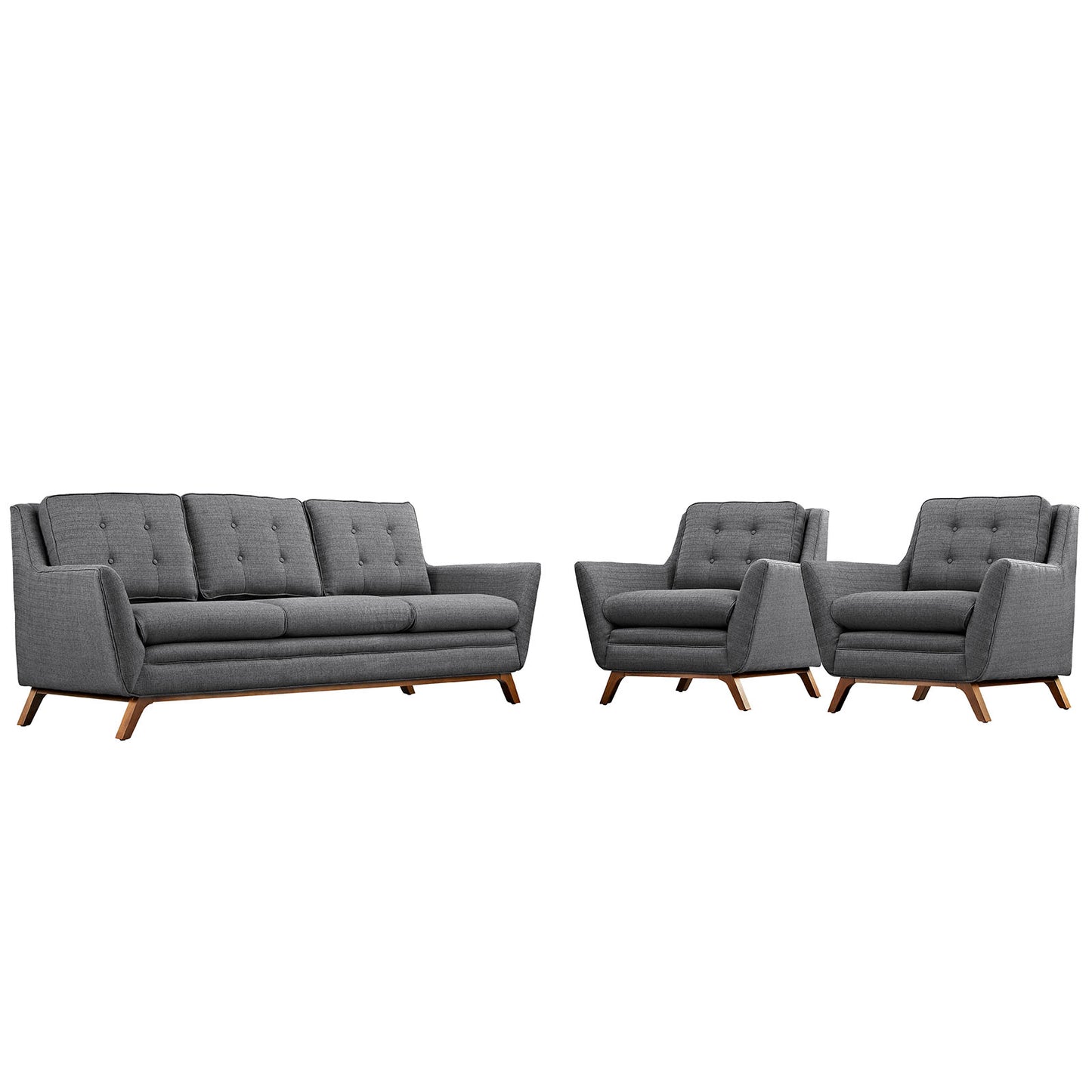 Modway Outlet Beguile 3 Piece Upholstered Fabric Living Room Set by Modway Living Room Furniture Gray - EEI-2184-DOR-SET