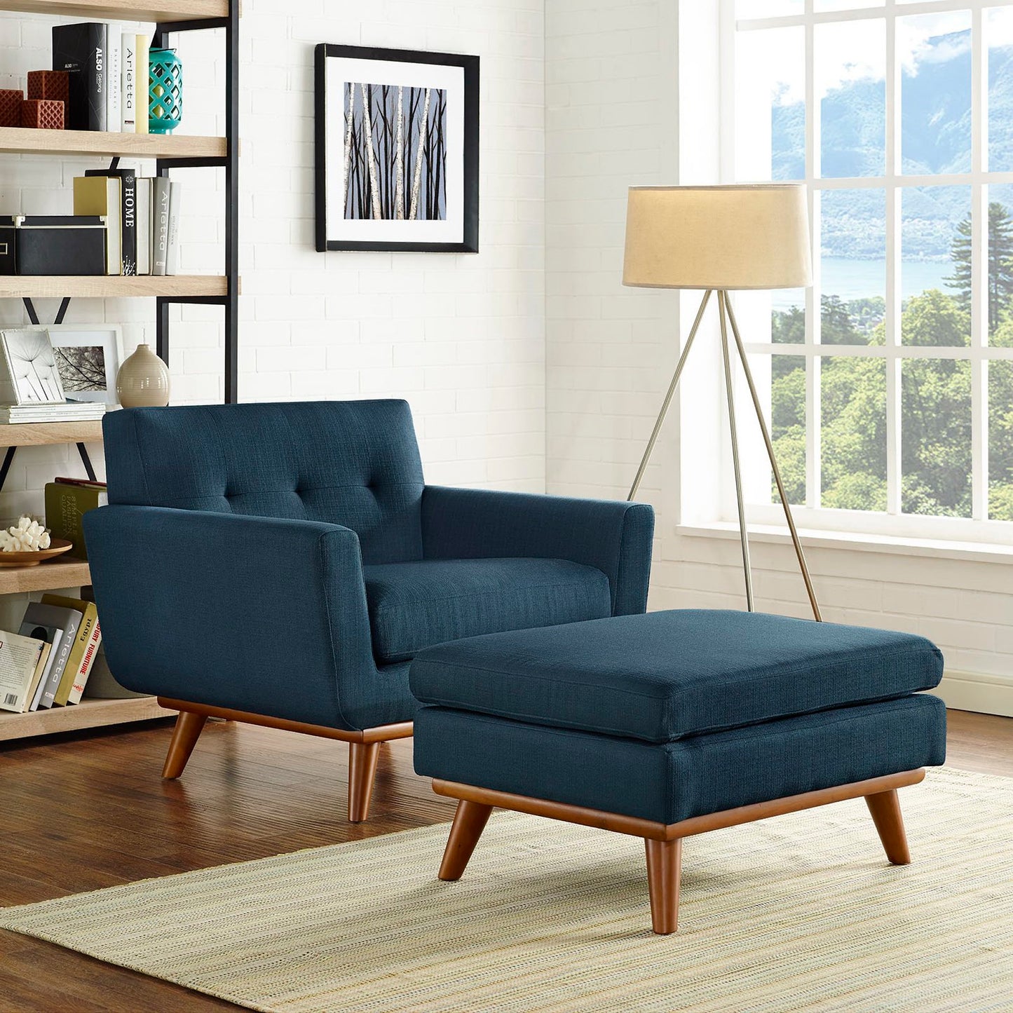Modway - Engage 2 Piece Armchair and Ottoman by Modway Living Room Sofas and Armchairs Blue - EEI-2187-AZU-SET