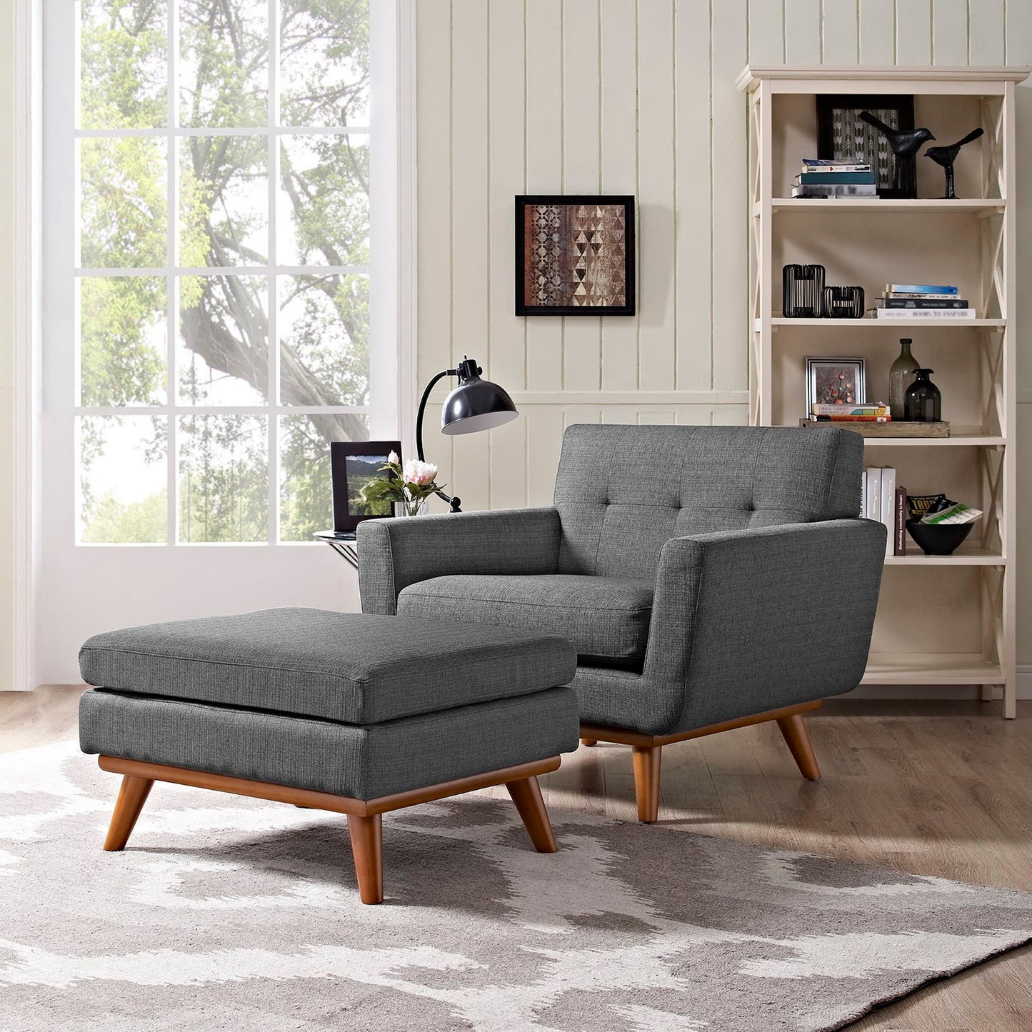 Modway - Engage 2 Piece Armchair and Ottoman by Modway Living Room Sofas and Armchairs Gray - EEI-2187-DOR-SET