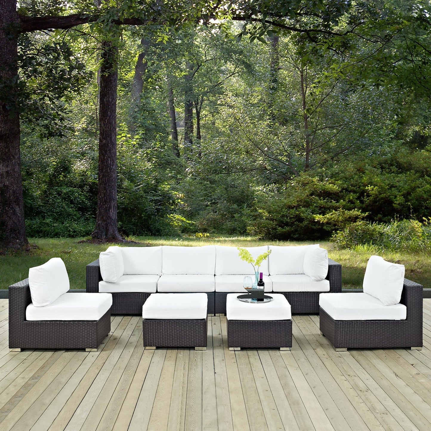 Modway - Convene 8 Piece Outdoor Patio Sectional Set by Modway Outdoor Furniture Sofa Sectionals White - EEI-2204-EXP-WHI-SET