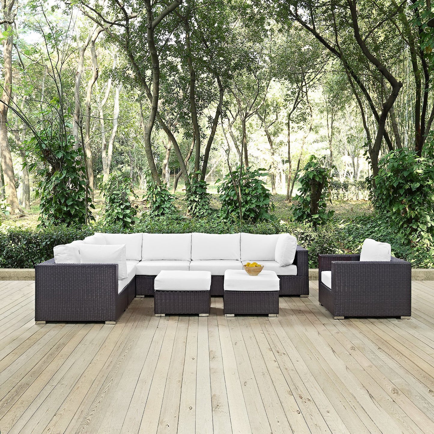 Modway - Convene 9 Piece Outdoor Patio Sectional Set by Modway Outdoor Furniture Sofa Sectionals White - EEI-2208-EXP-WHI-SET