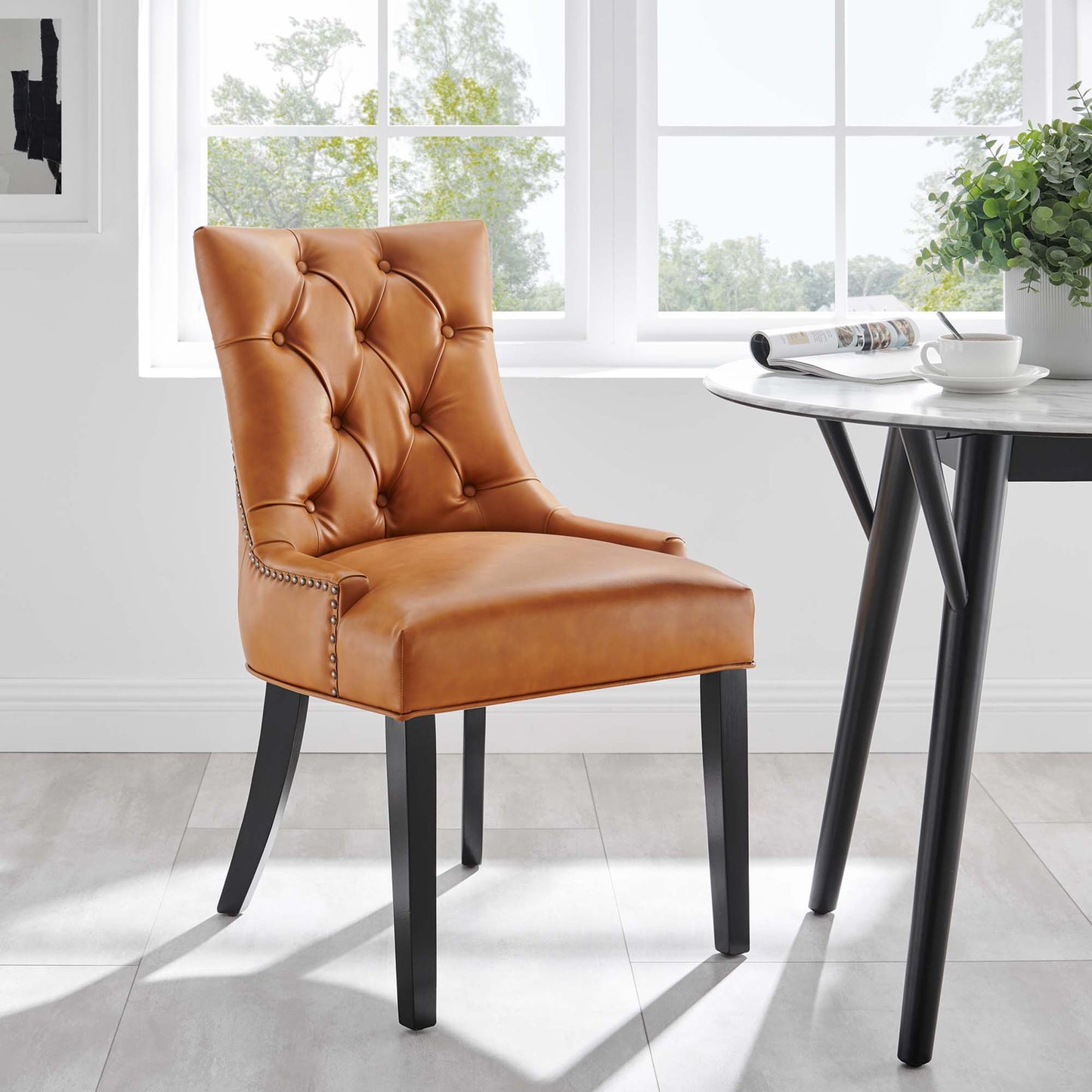 Modway - Regent Tufted Vegan Leather Dining Chair by Modway Bar and Dining Dining Chairs Brown - EEI-2222-TAN