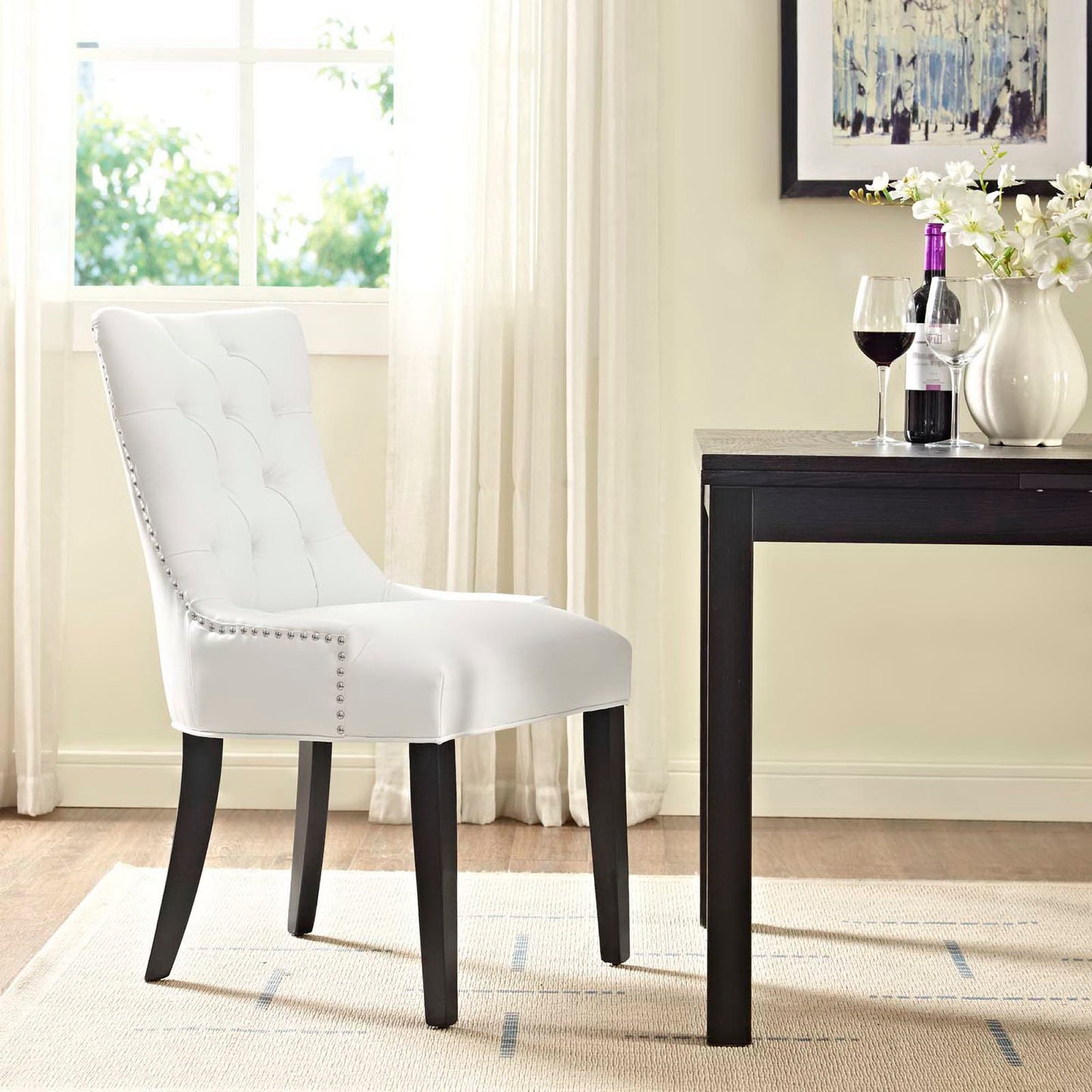 Modway - Regent Tufted Vegan Leather Dining Chair by Modway Bar and Dining Dining Chairs White - EEI-2222-WHI