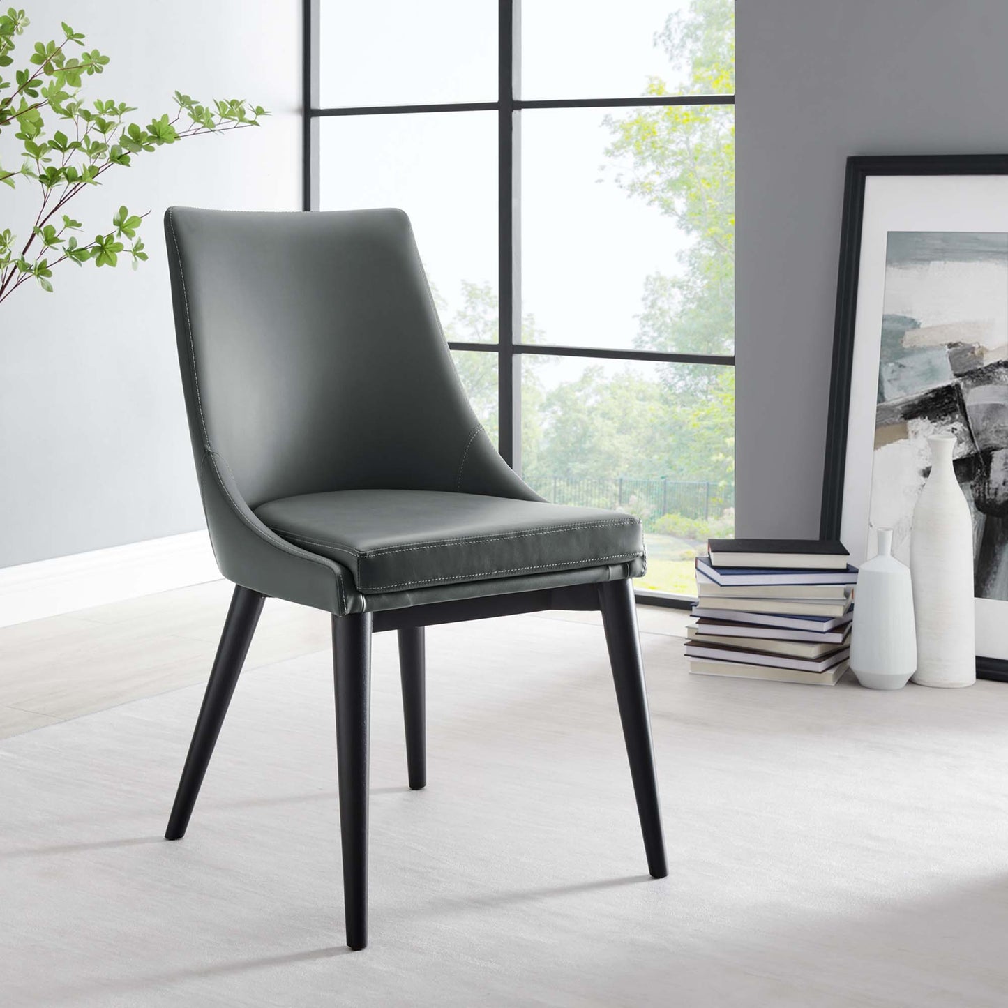 Modway - Viscount Vegan Leather Dining Chair by Modway Bar and Dining Dining Chairs Gray - EEI-2226-GRY