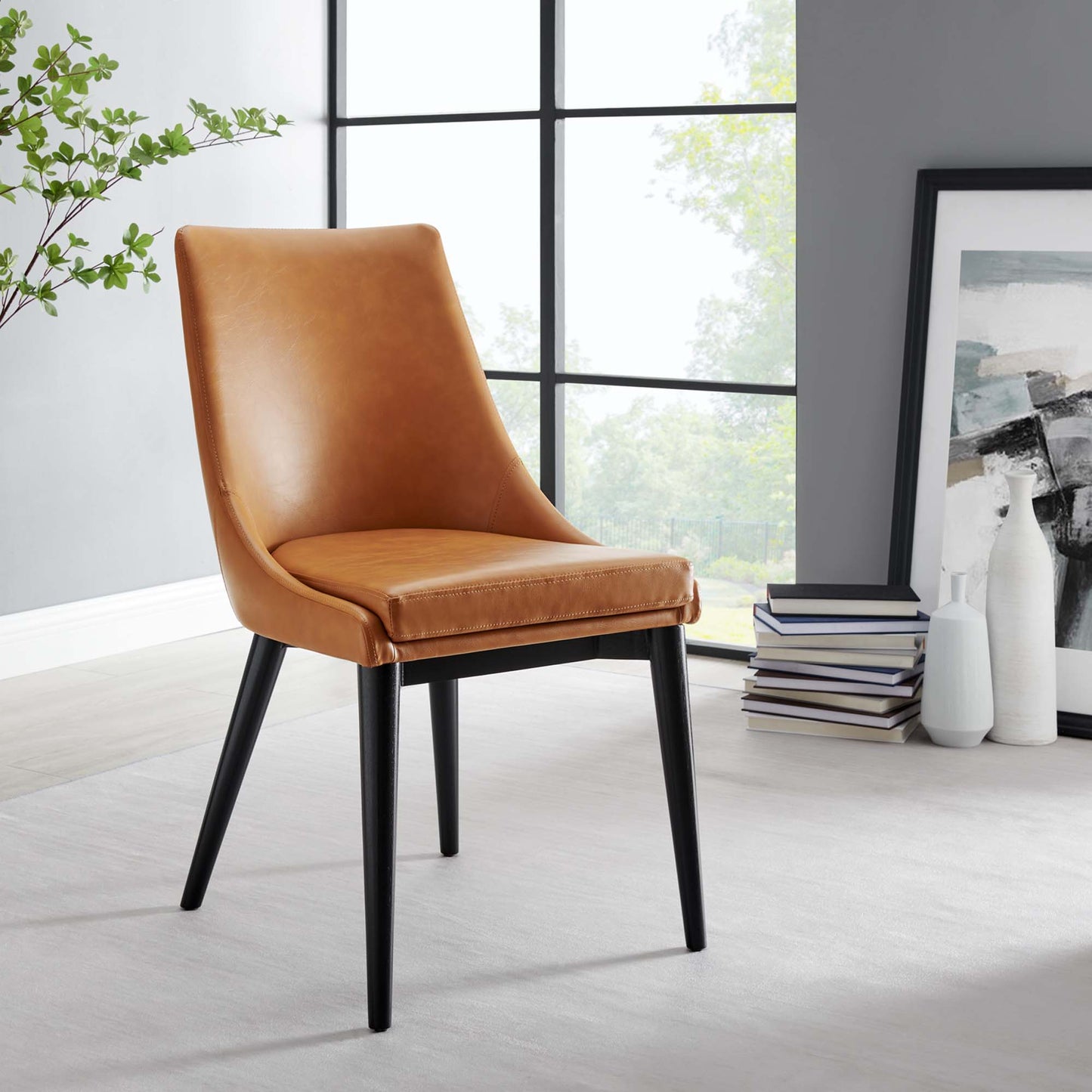 Modway - Viscount Vegan Leather Dining Chair by Modway Bar and Dining Dining Chairs Brown - EEI-2226-TAN