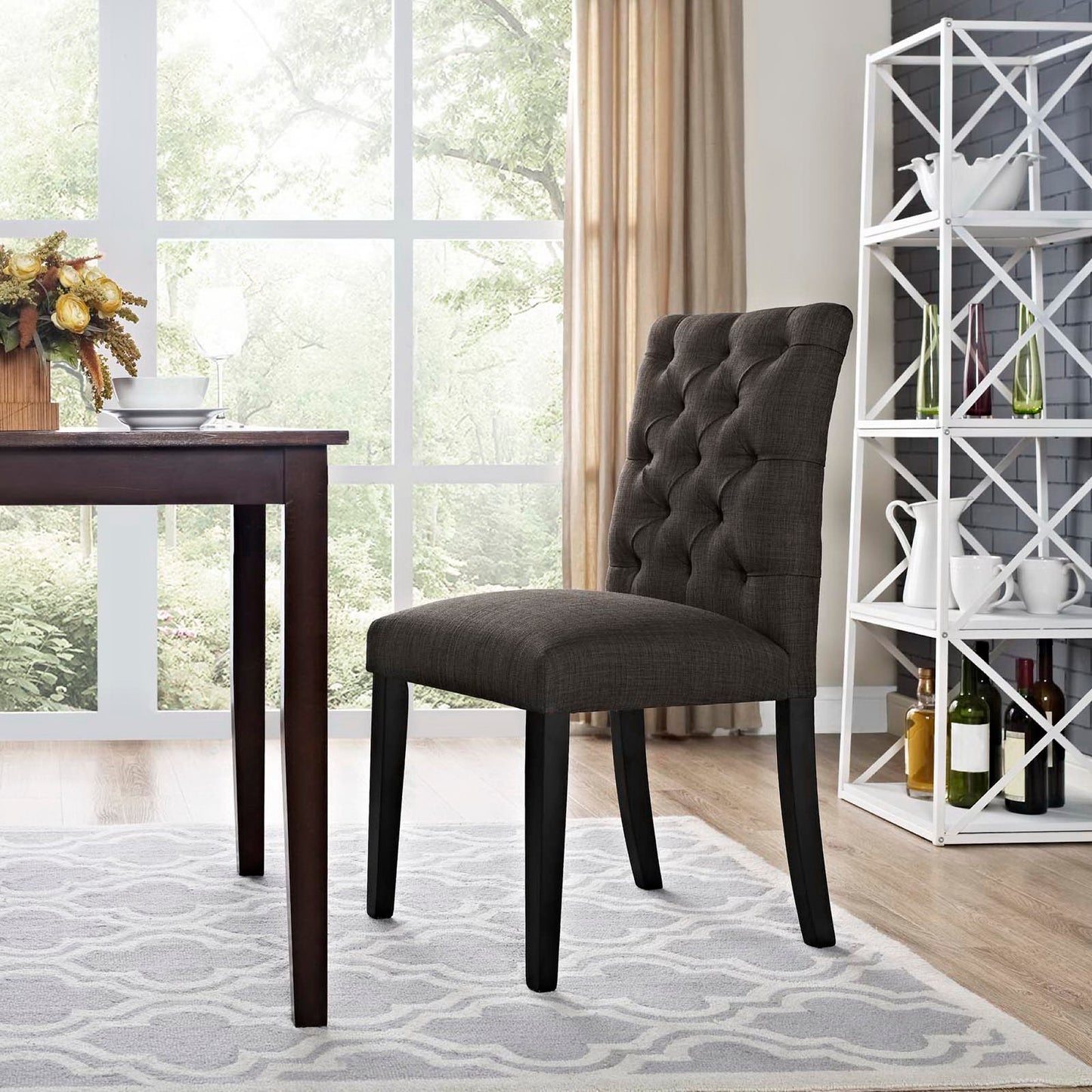 Modway Outlet Duchess Button Tufted Fabric Dining Chair by Modway Bar and Dining Furniture Brown - EEI-2231-BRN