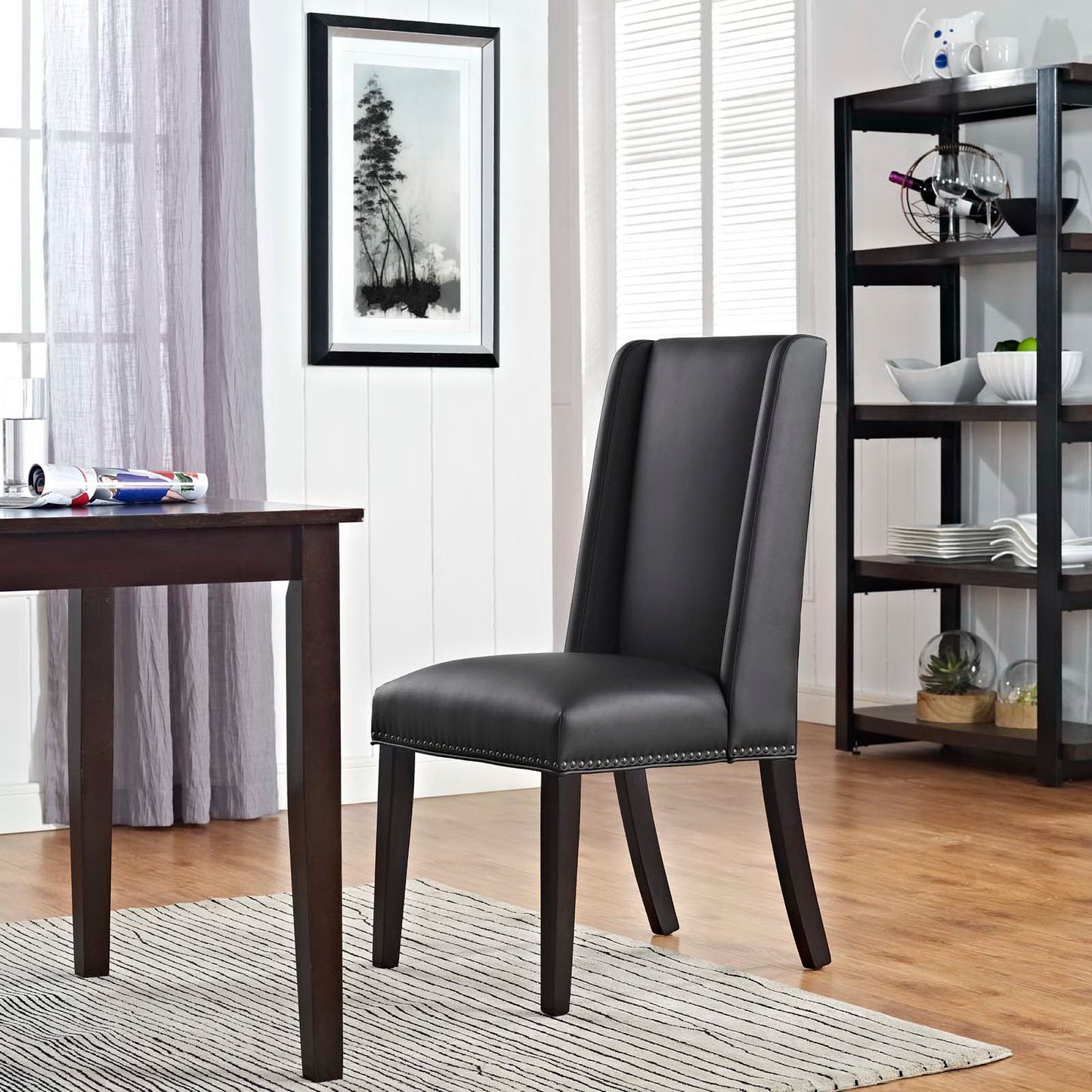 Modway - Baron Vegan Leather Dining Chair by Modway Bar and Dining Dining Chairs Black - EEI-2232-BLK