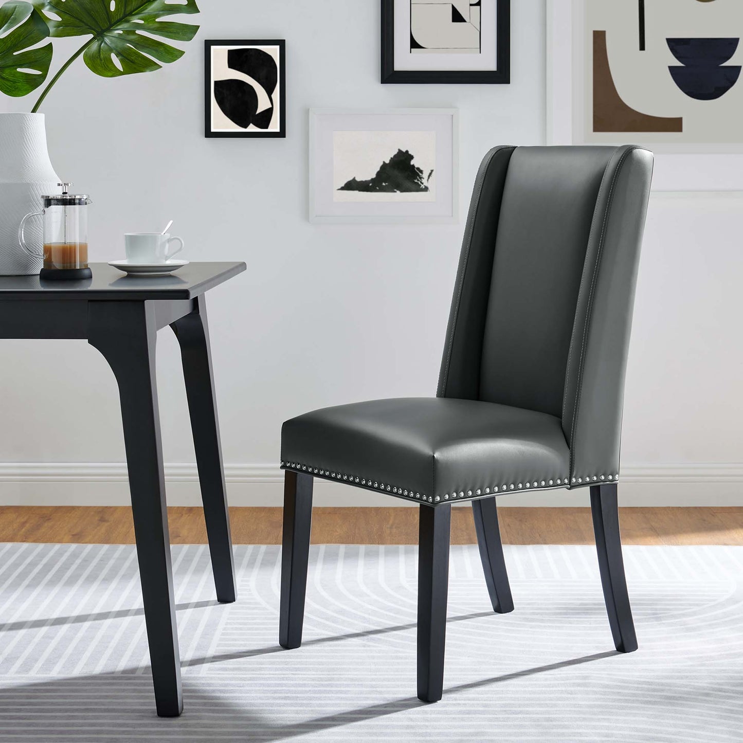 Modway - Baron Vegan Leather Dining Chair by Modway Bar and Dining Dining Chairs Gray - EEI-2232-GRY