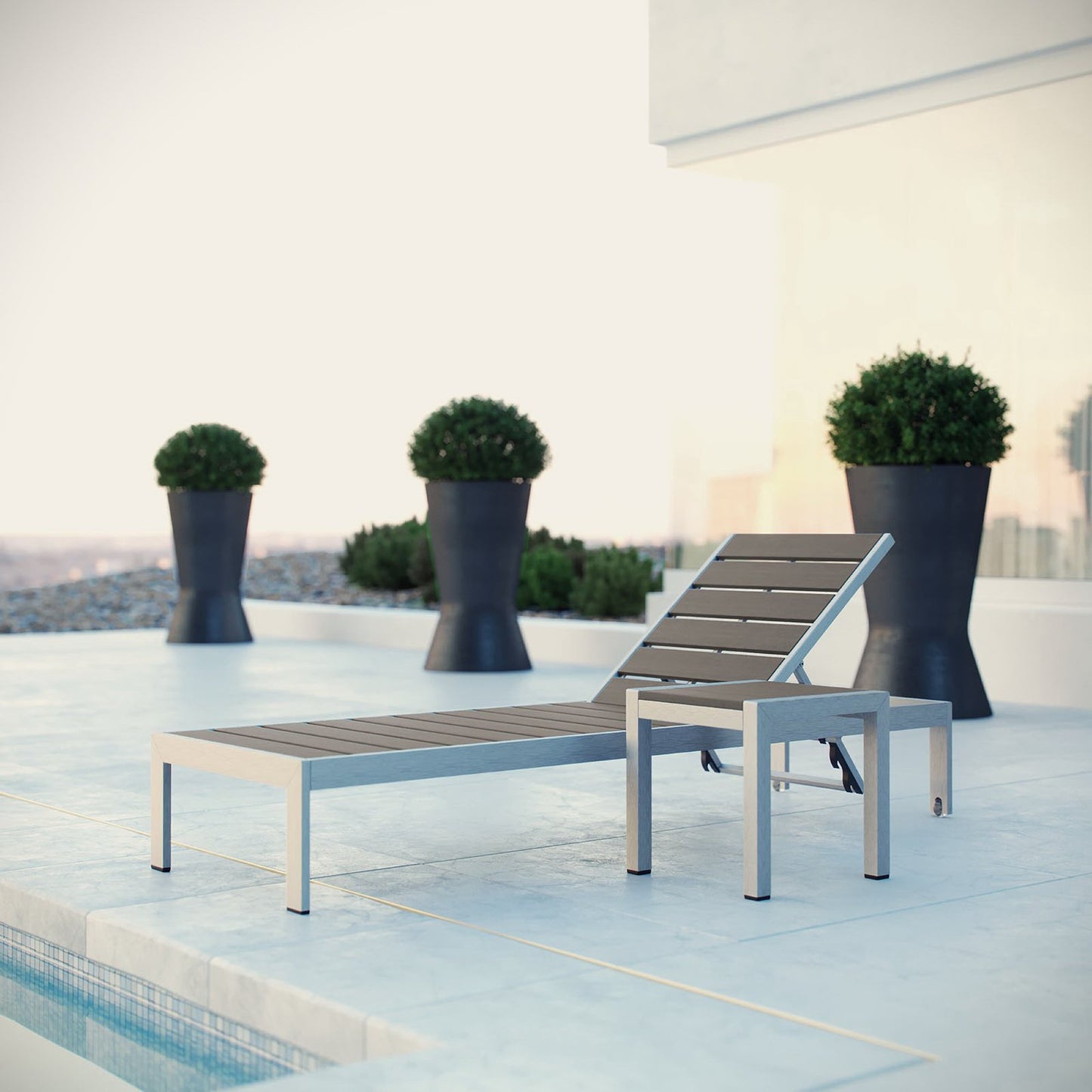 Modway - Shore 2 Piece Outdoor Patio Aluminum Set by Modway Outdoor Furniture Sofa Sectionals Gray - EEI-2465-SLV-GRY-SET