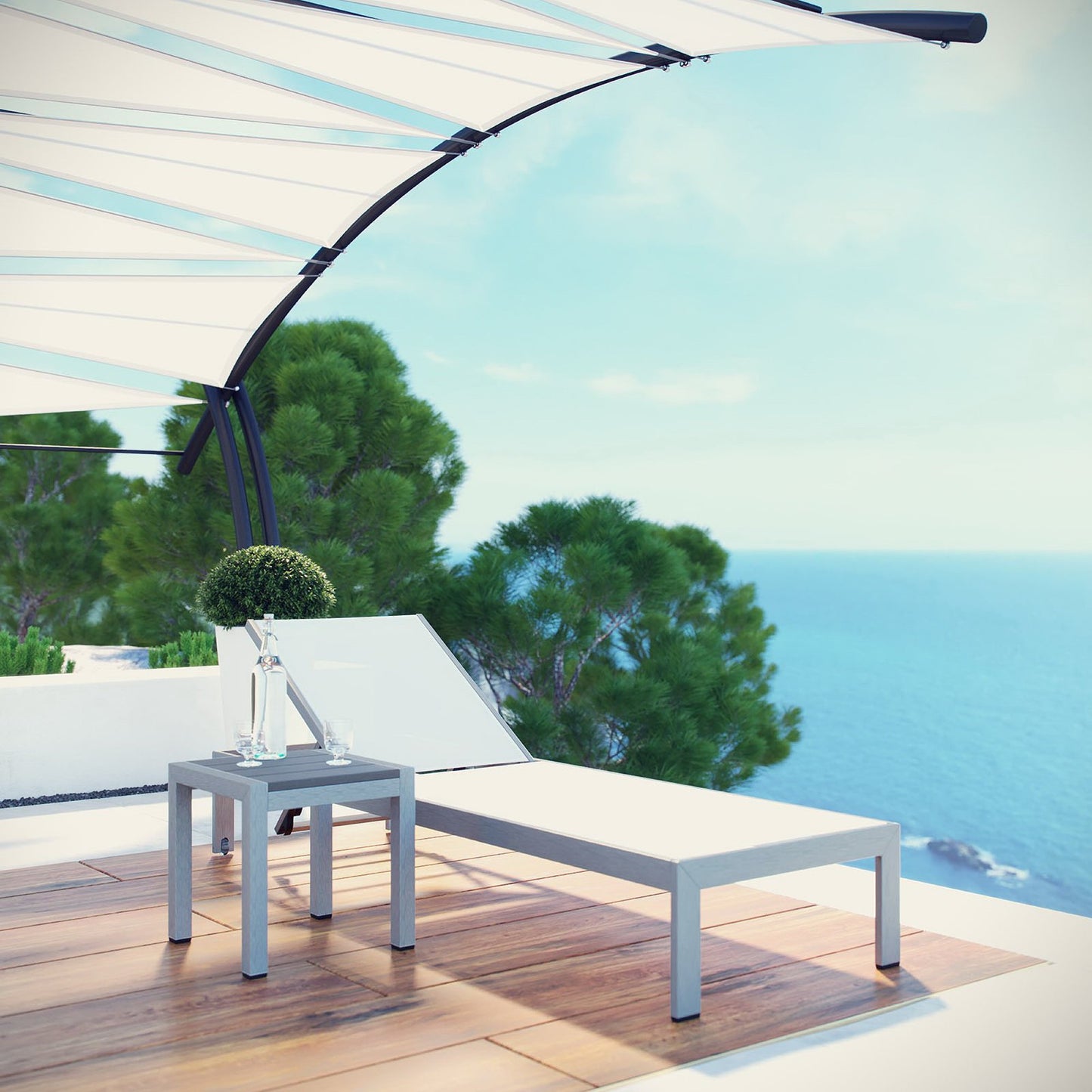 Modway - Shore 2 Piece Outdoor Patio Aluminum Set by Modway Outdoor Furniture Sofa Sectionals White - EEI-2470-SLV-WHI-SET