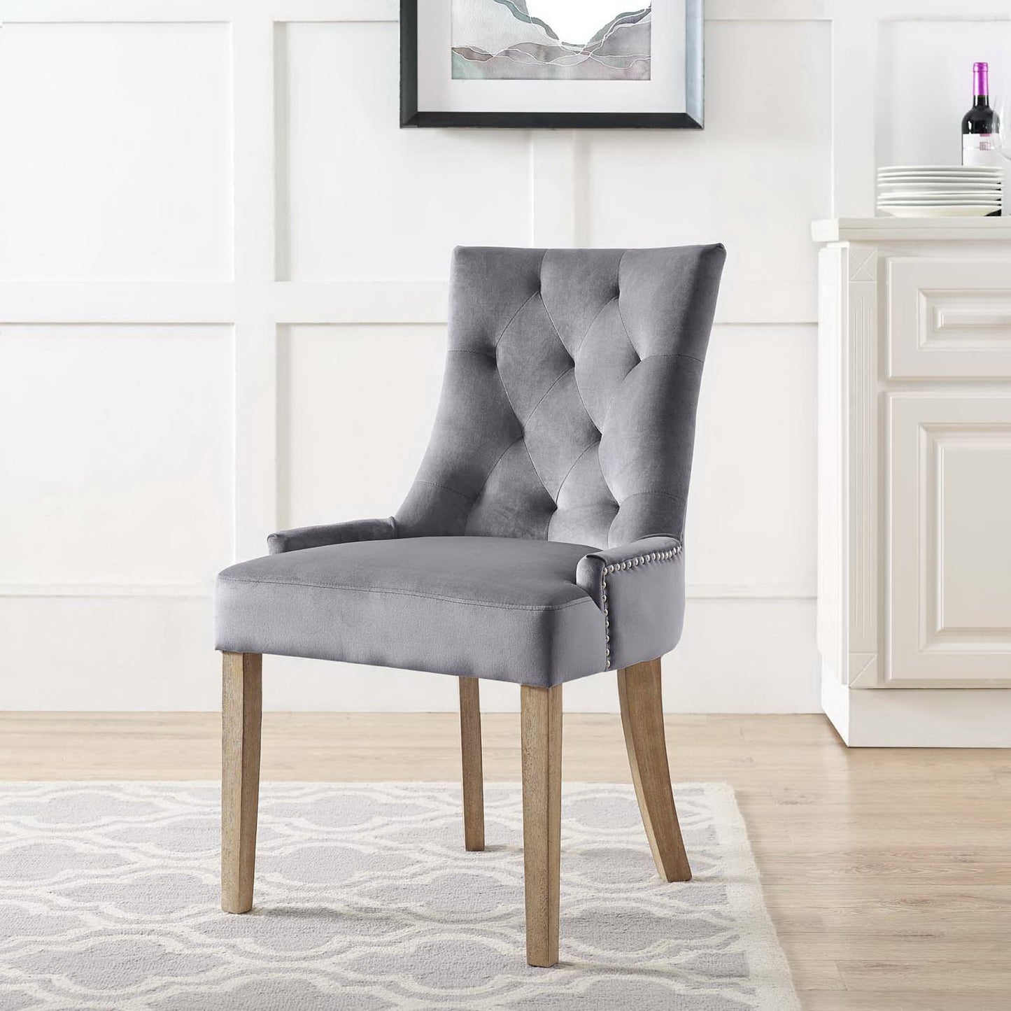 Modway Outlet Pose Performance Velvet Dining Chair by Modway Bar and Dining Furniture Gray - EEI-2577-GRY