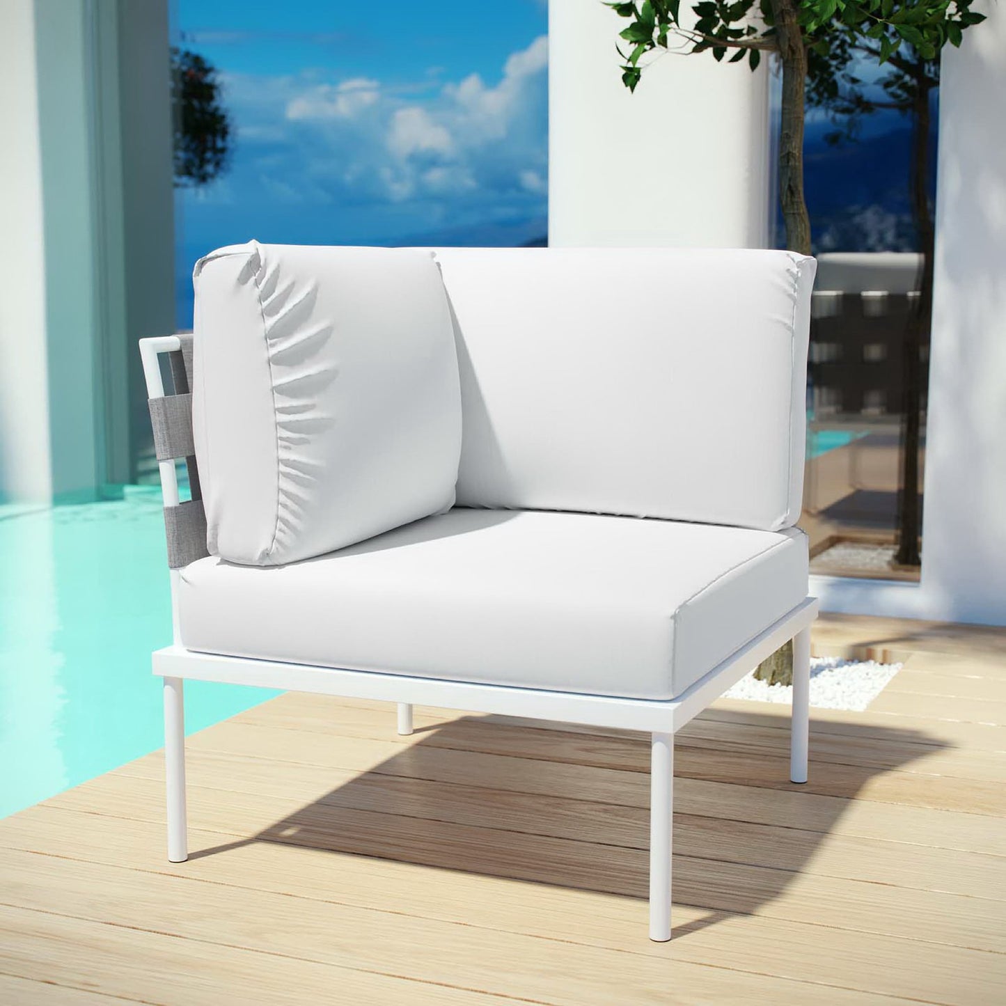 Modway Outlet Harmony Outdoor Patio Aluminum Corner Sofa by Modway Outdoor Furniture Furniture White White - EEI-2601-WHI-WHI