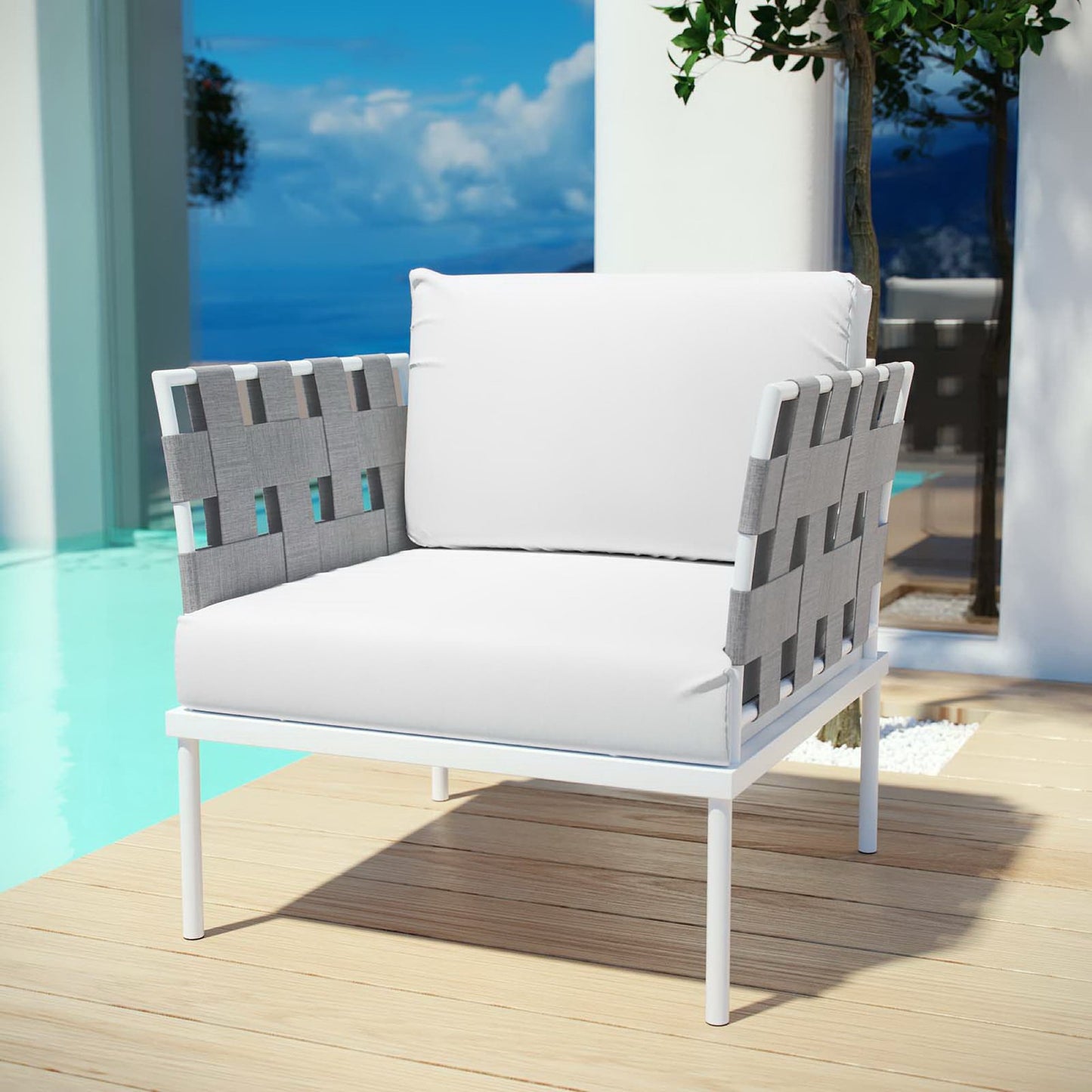 Modway Outlet Harmony Outdoor Patio Aluminum Armchair by Modway Outdoor Furniture Furniture White White - EEI-2602-WHI-WHI