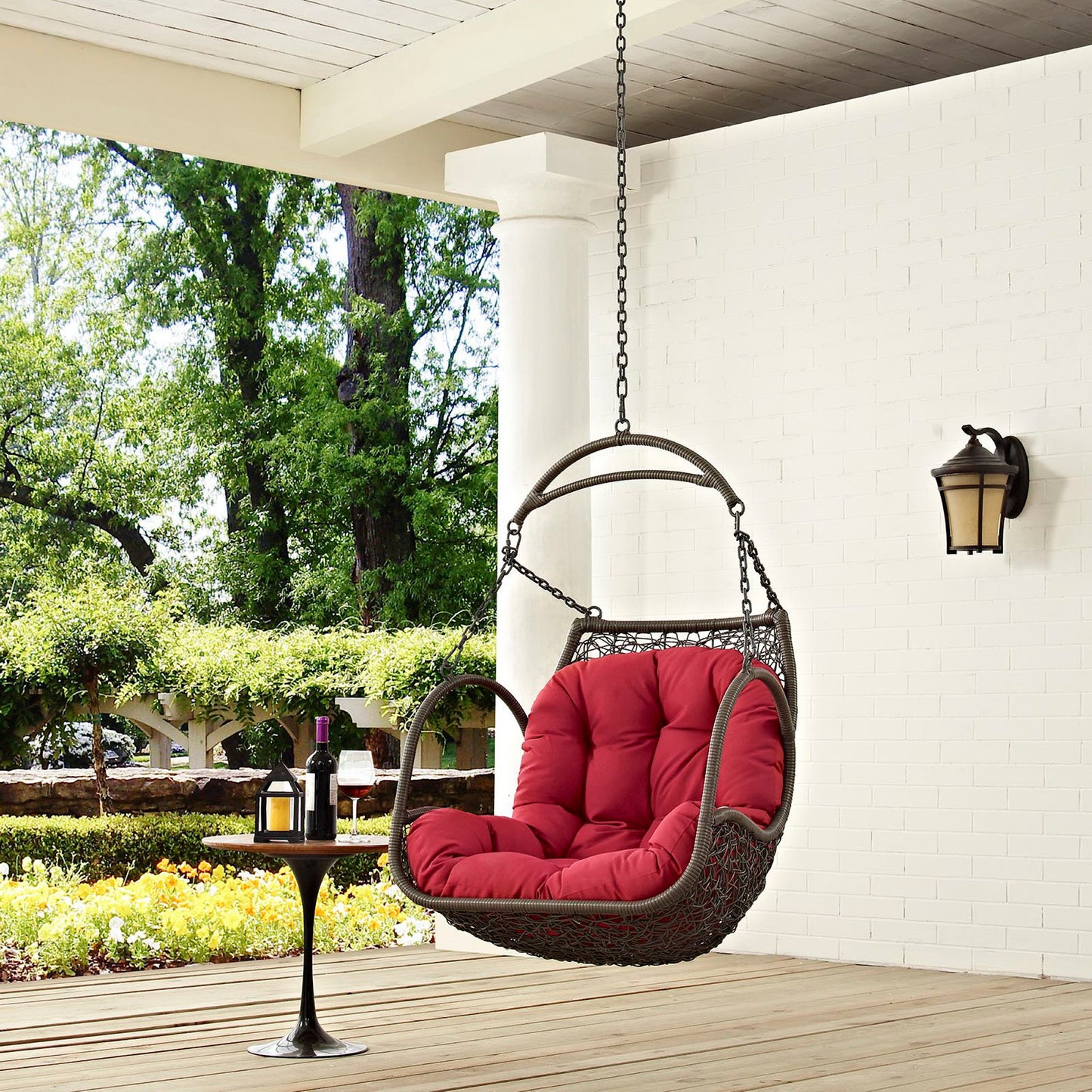 Modway - Arbor Outdoor Patio Swing Chair Without Stand by Modway Outdoor Furniture Daybeds and Lounges Red - EEI-2659-RED-SET
