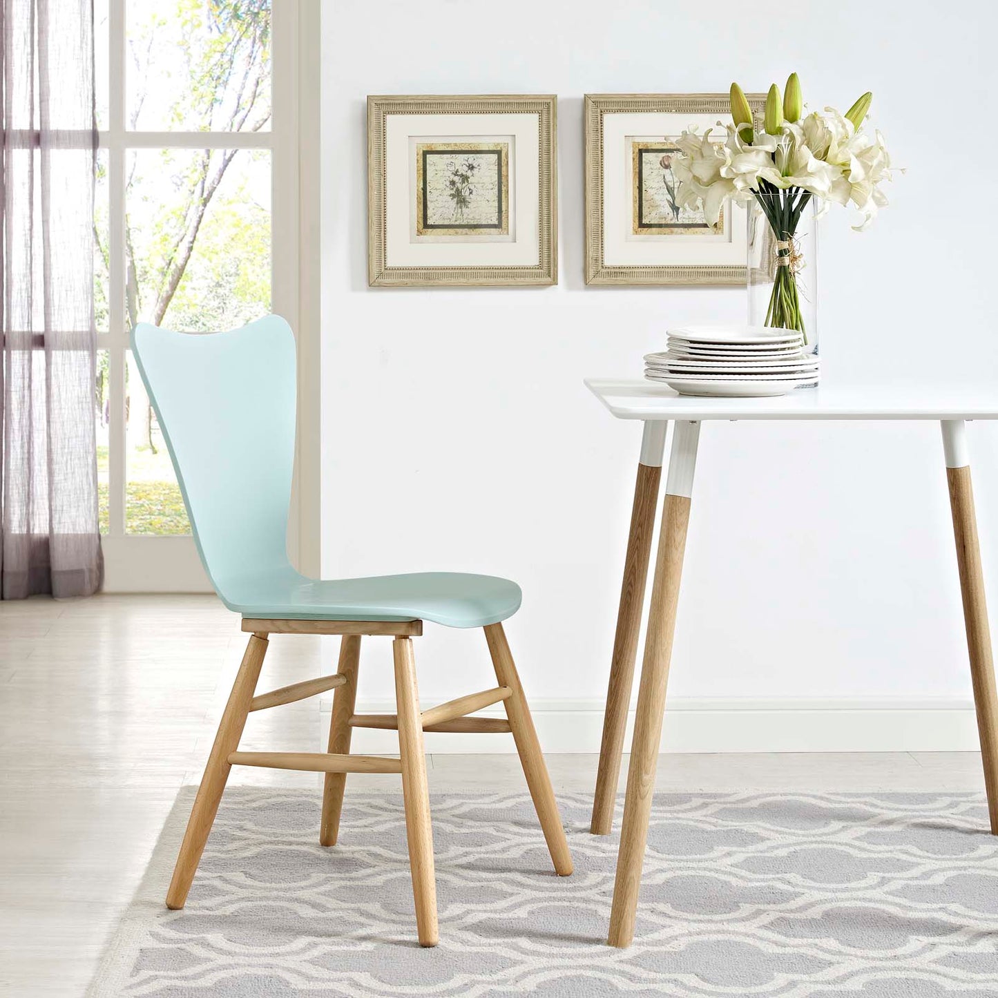 Modway Outlet Cascade Wood Dining Chair by Modway Bar and Dining Furniture Light Blue - EEI-2672-LBU