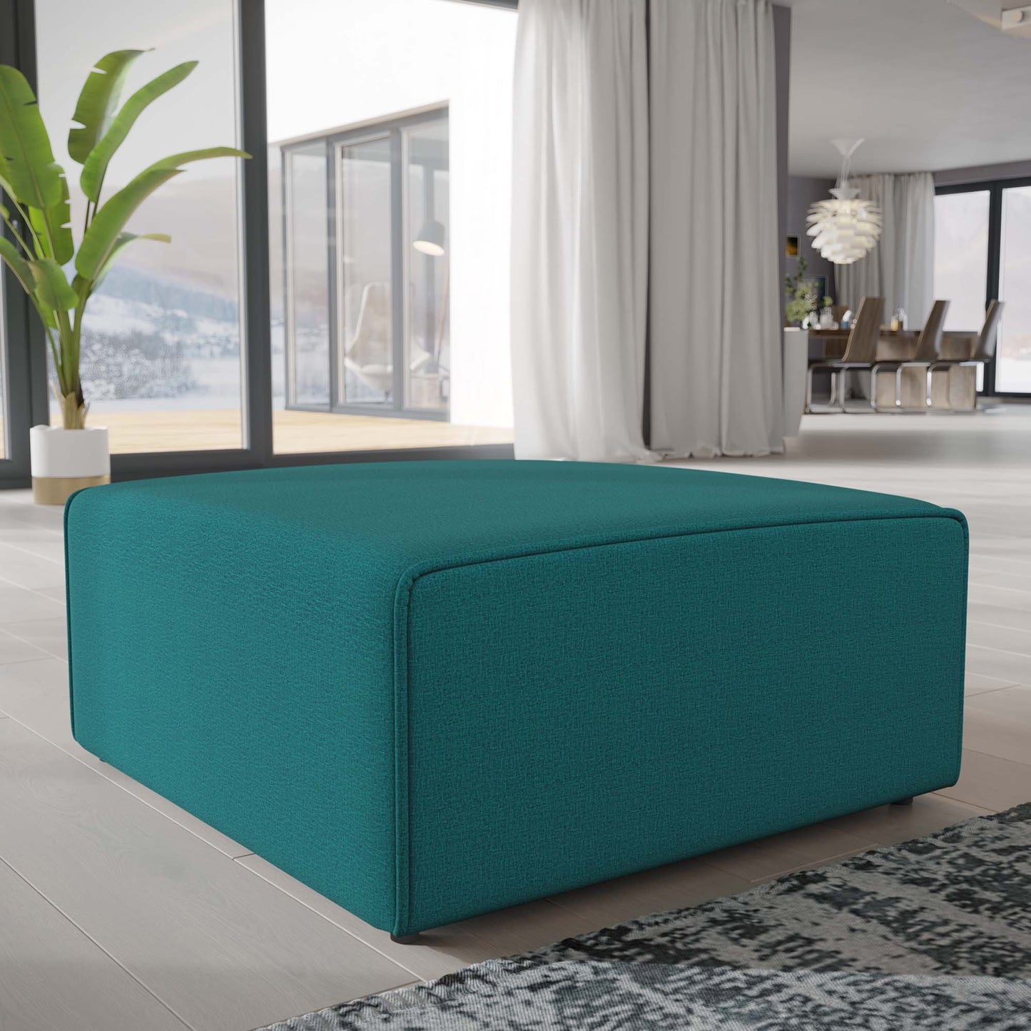 Modway Outlet Mingle Fabric Ottoman by Modway Living Room Furniture Teal - EEI-2726-TEA