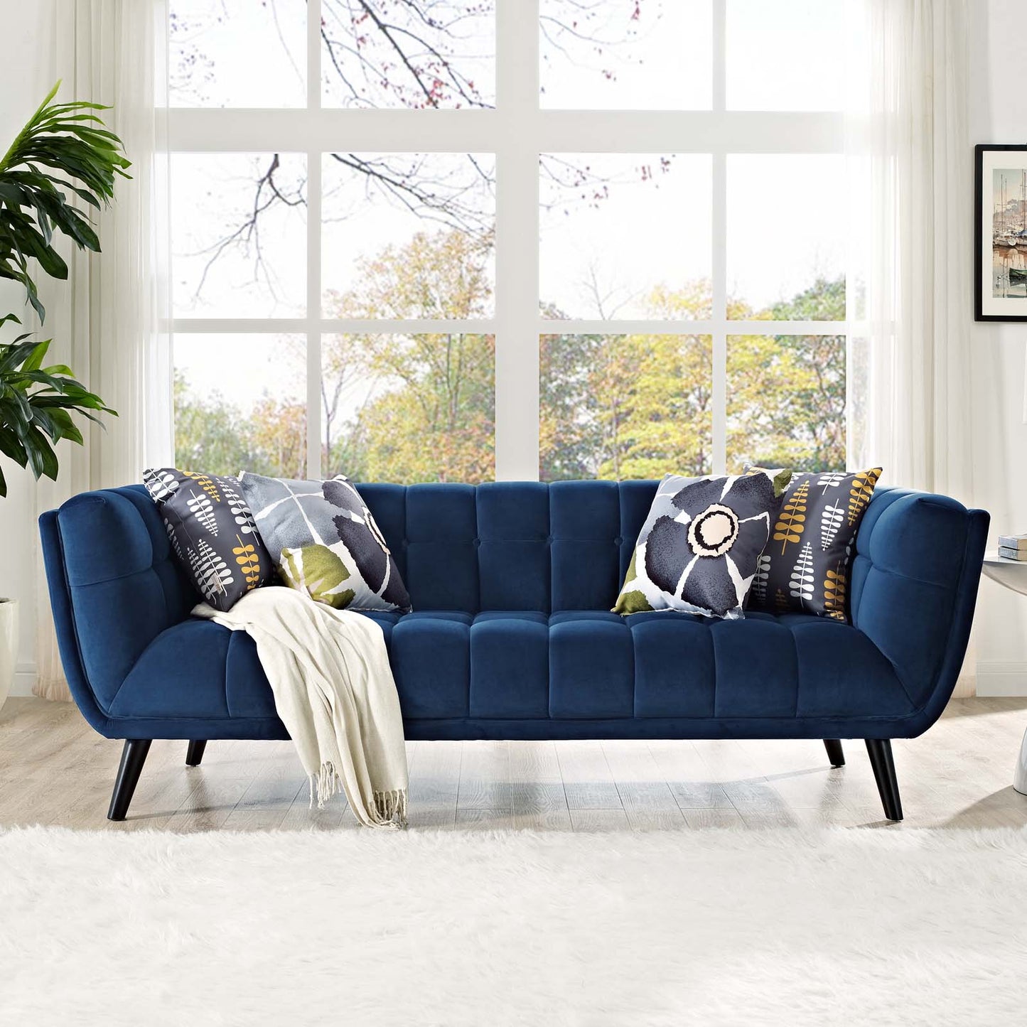 Modway Outlet Bestow Performance Velvet Sofa by Modway Living Room Furniture Navy - EEI-2731-NAV