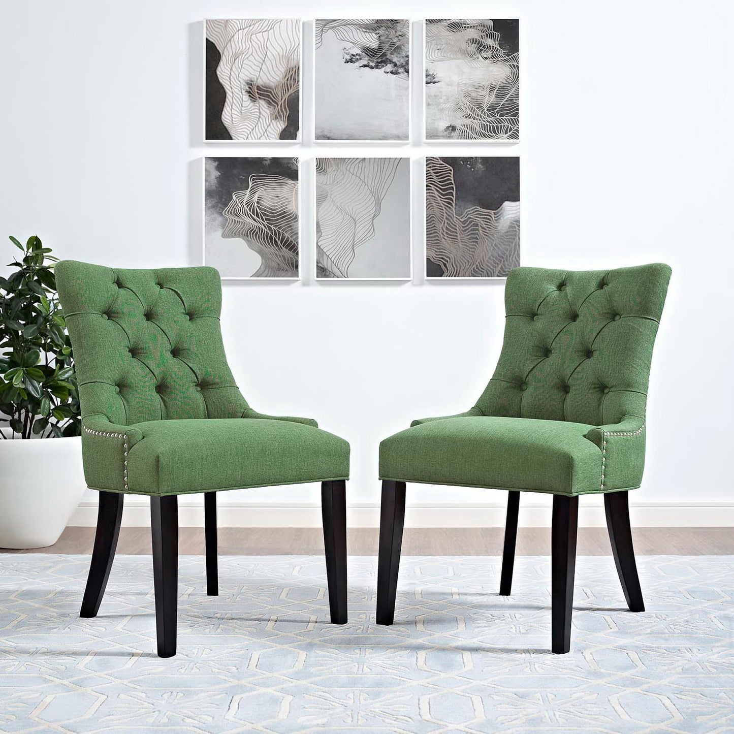 Modway Outlet Regent Fabric Dining Side Chair Set of 2 by Modway Bar and Dining Furniture Green - EEI-2743-GRN-SET