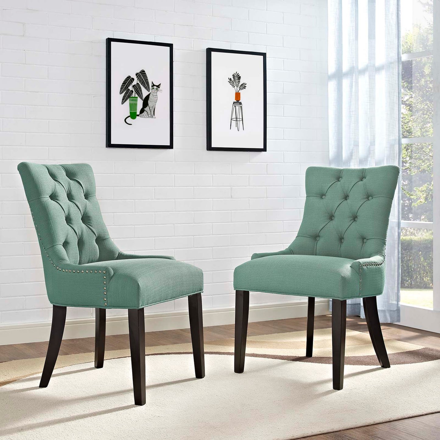 Modway Outlet Regent Fabric Dining Side Chair Set of 2 by Modway Bar and Dining Furniture Laguna - EEI-2743-LAG-SET