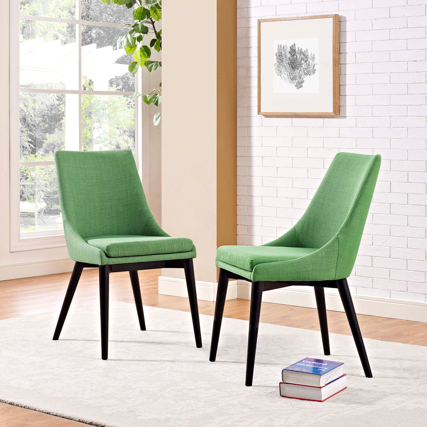 Modway Outlet Viscount Fabric Dining Side Chair Set of 2 by Modway Bar and Dining Furniture Kelly Green - EEI-2745-GRN-SET