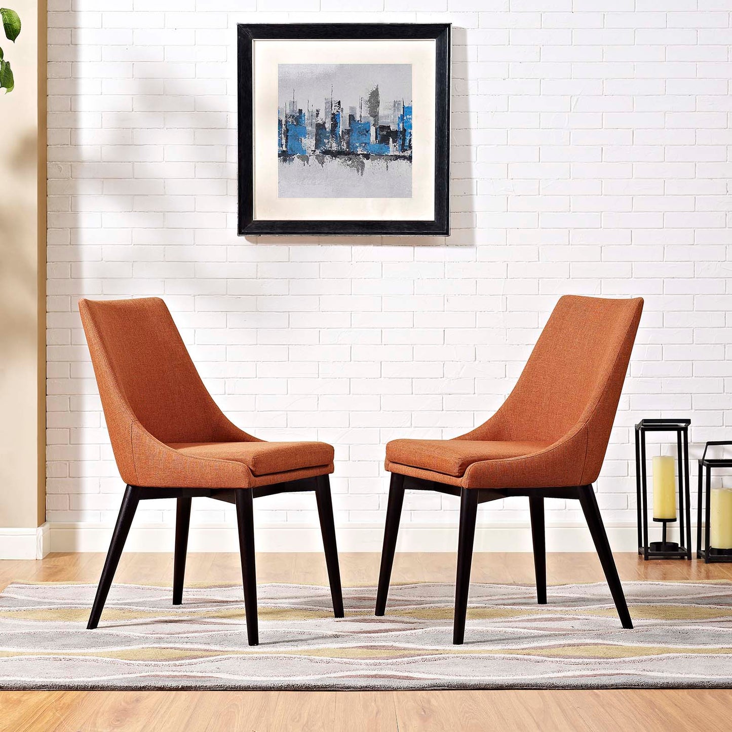 Modway Outlet Viscount Fabric Dining Side Chair Set of 2 by Modway Bar and Dining Furniture Orange - EEI-2745-ORA-SET