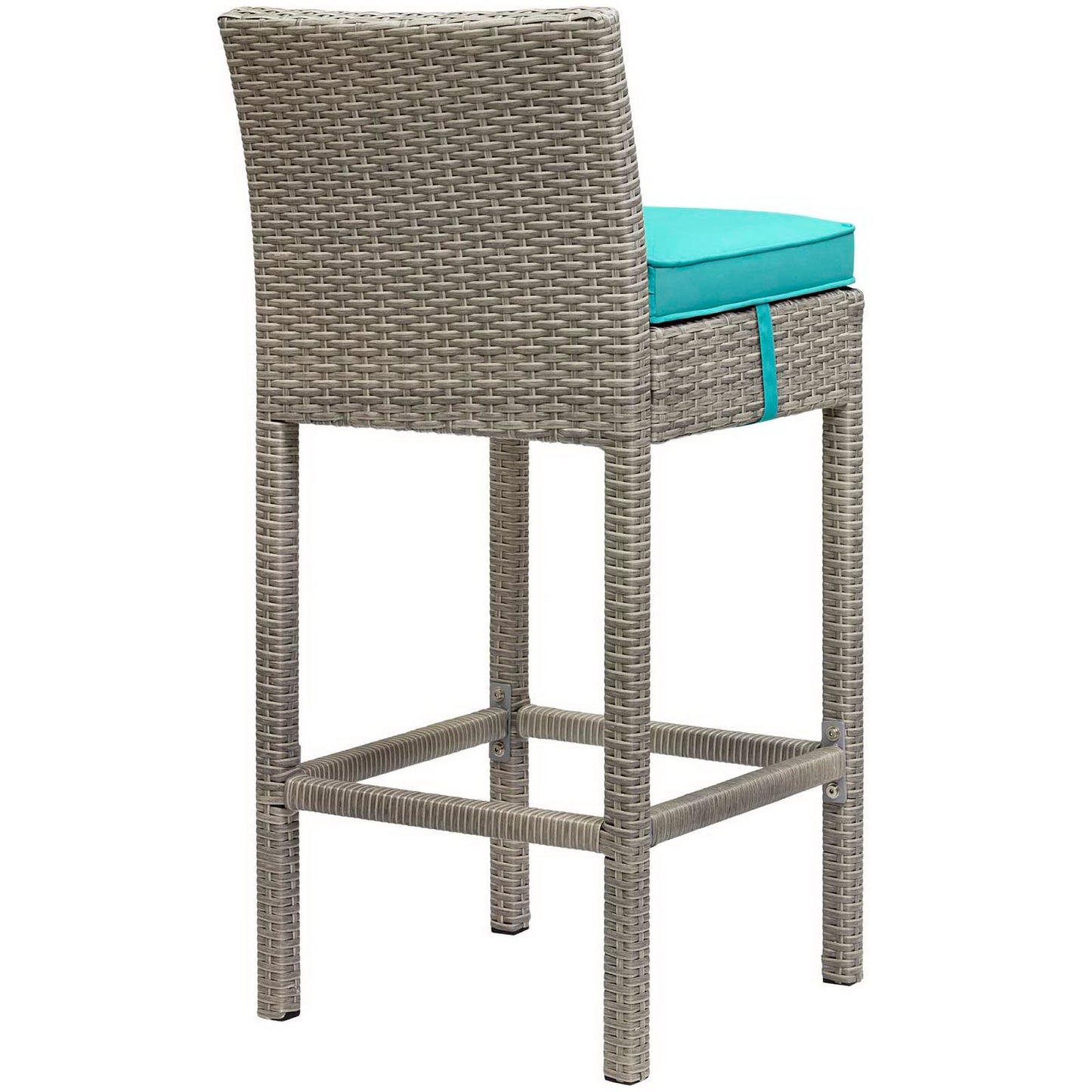 Modway Outlet Conduit Outdoor Patio Wicker Rattan Bar Stool by Modway Outdoor Furniture Furniture Light Gray Turquoise - EEI-2800-LGR-TRQ